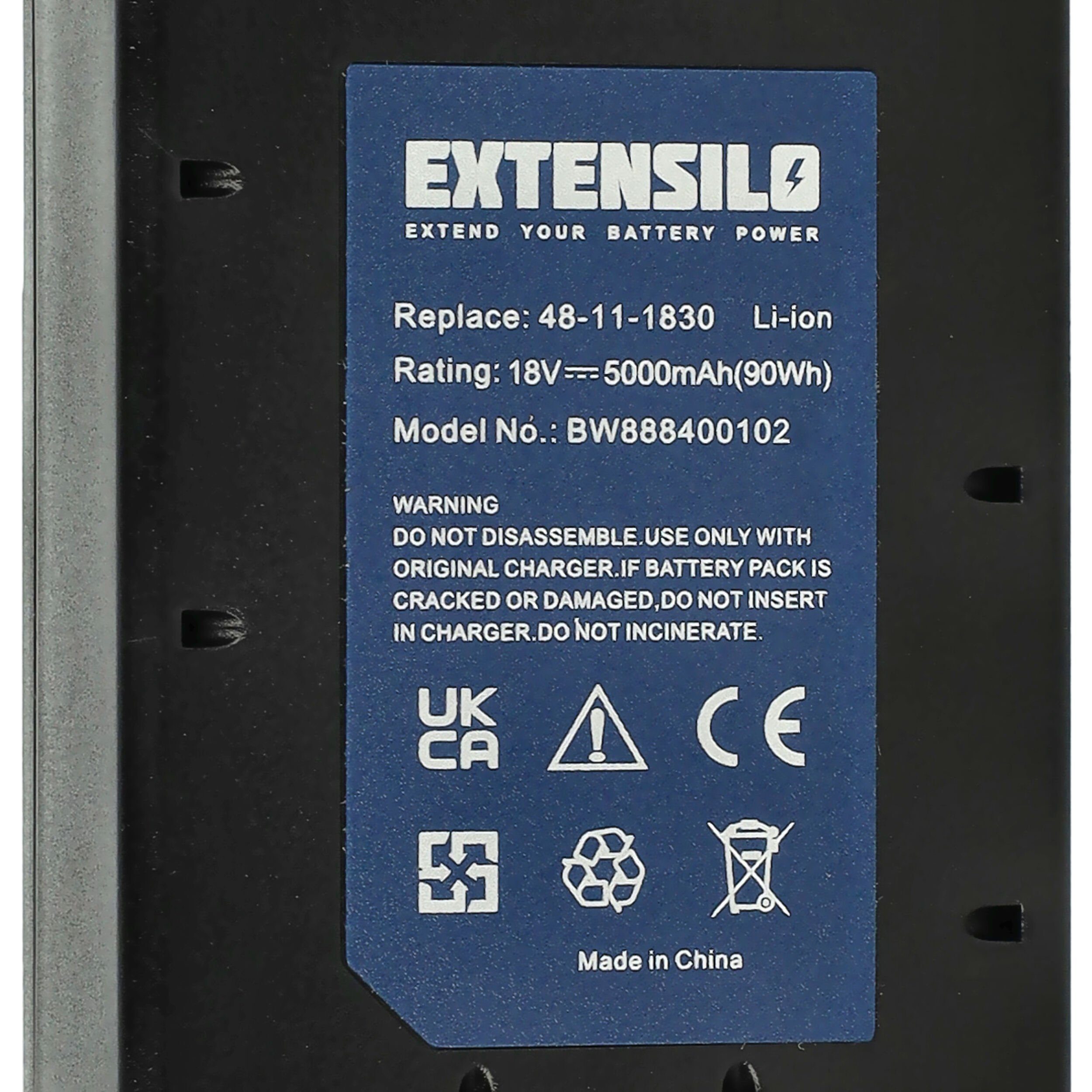 Extensilo kompatibel mit Milwaukee HD18 SG-401C, 5000 V) mAh Li-Ion Akku SX (18