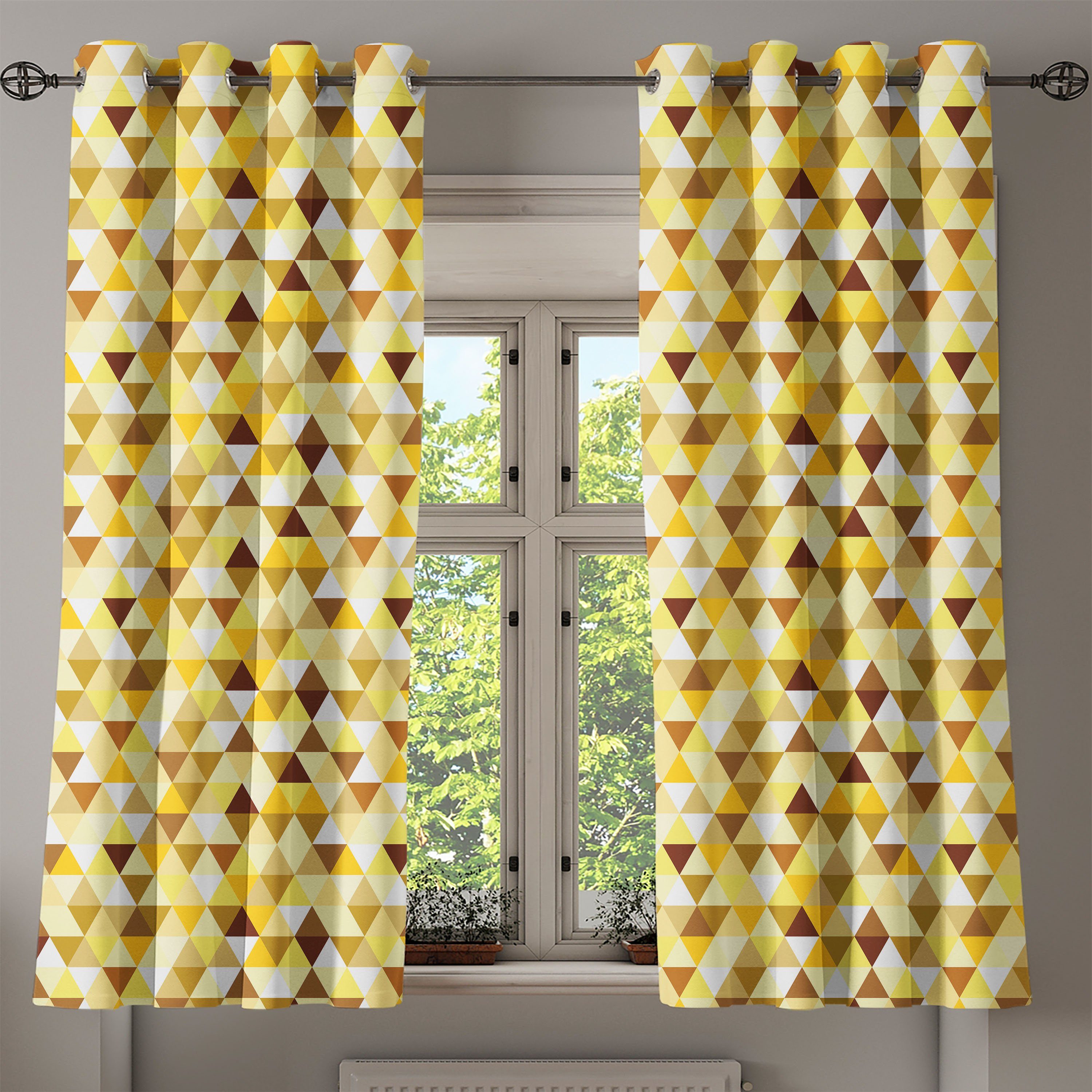 Vivid für Funky Dekorative 2-Panel-Fenstervorhänge Schlafzimmer Wohnzimmer, Geometrisch Gardine Abakuhaus, Triangles