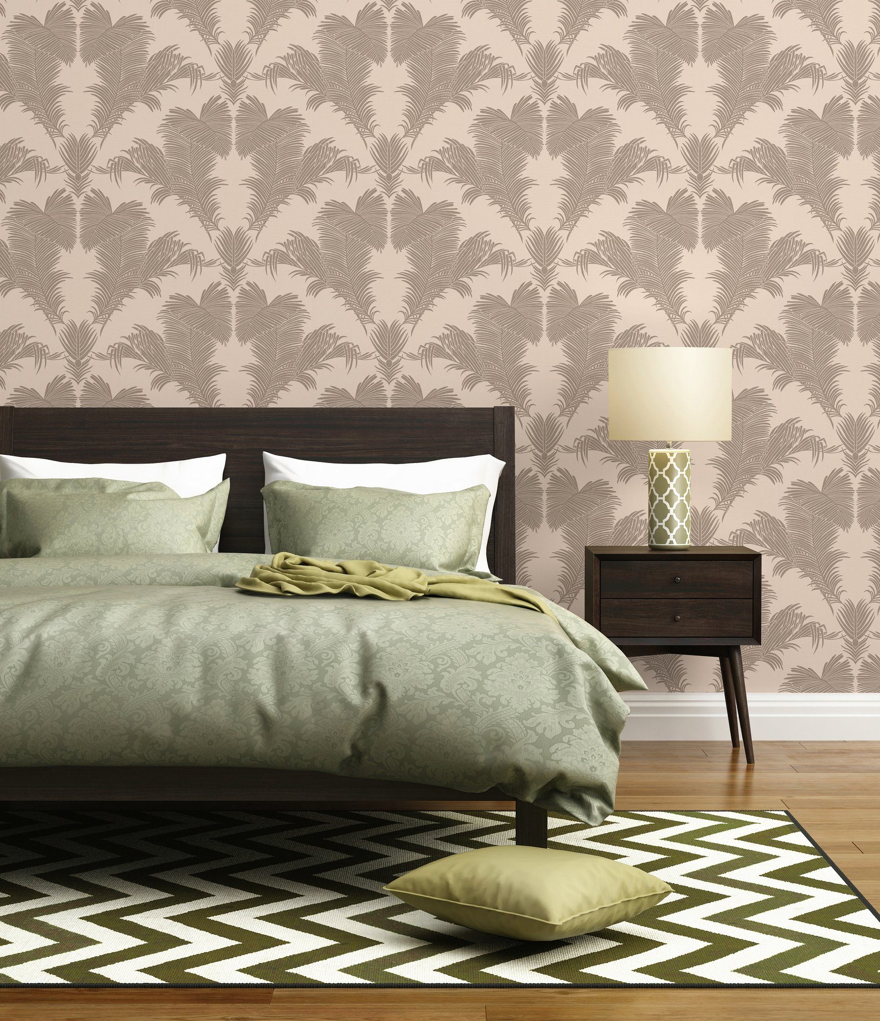 A.S. Création floral, tropisch, Trendwall, Vliestapete creme/metallic/rosa Dschungeltapete Palmen Glänzend botanisch, Tapete