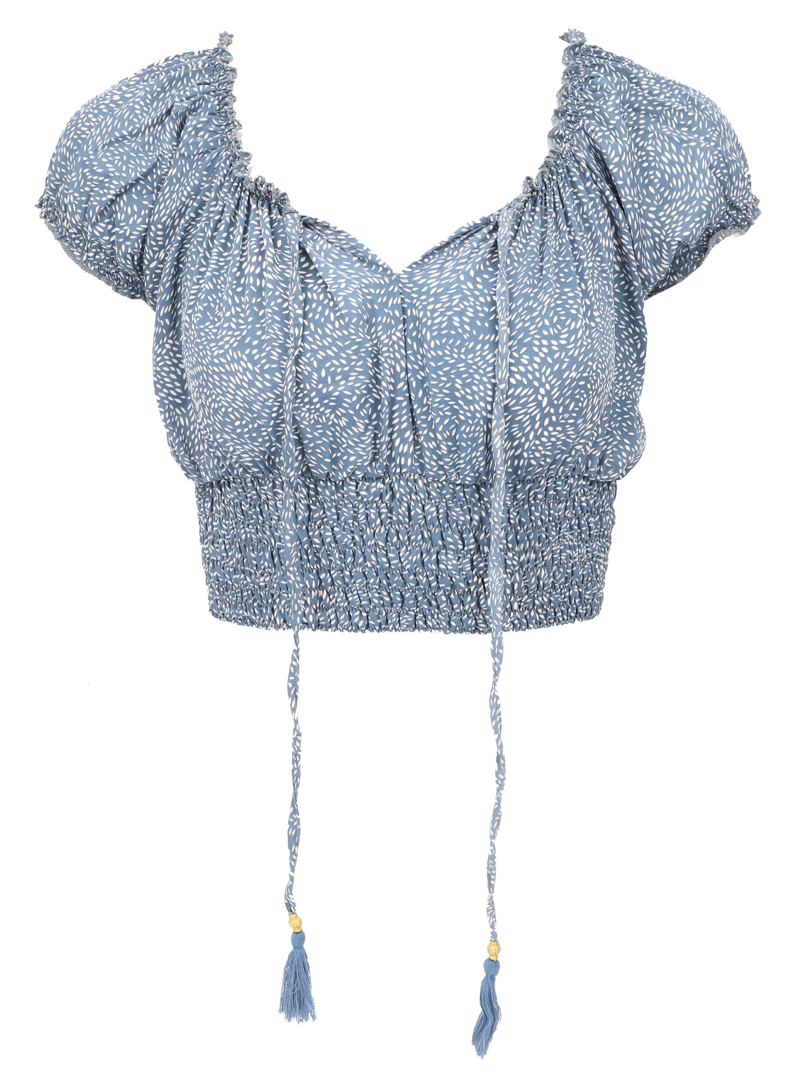 Longbluse Blusentop Boho chic, seidige Hippie Bluse -..
