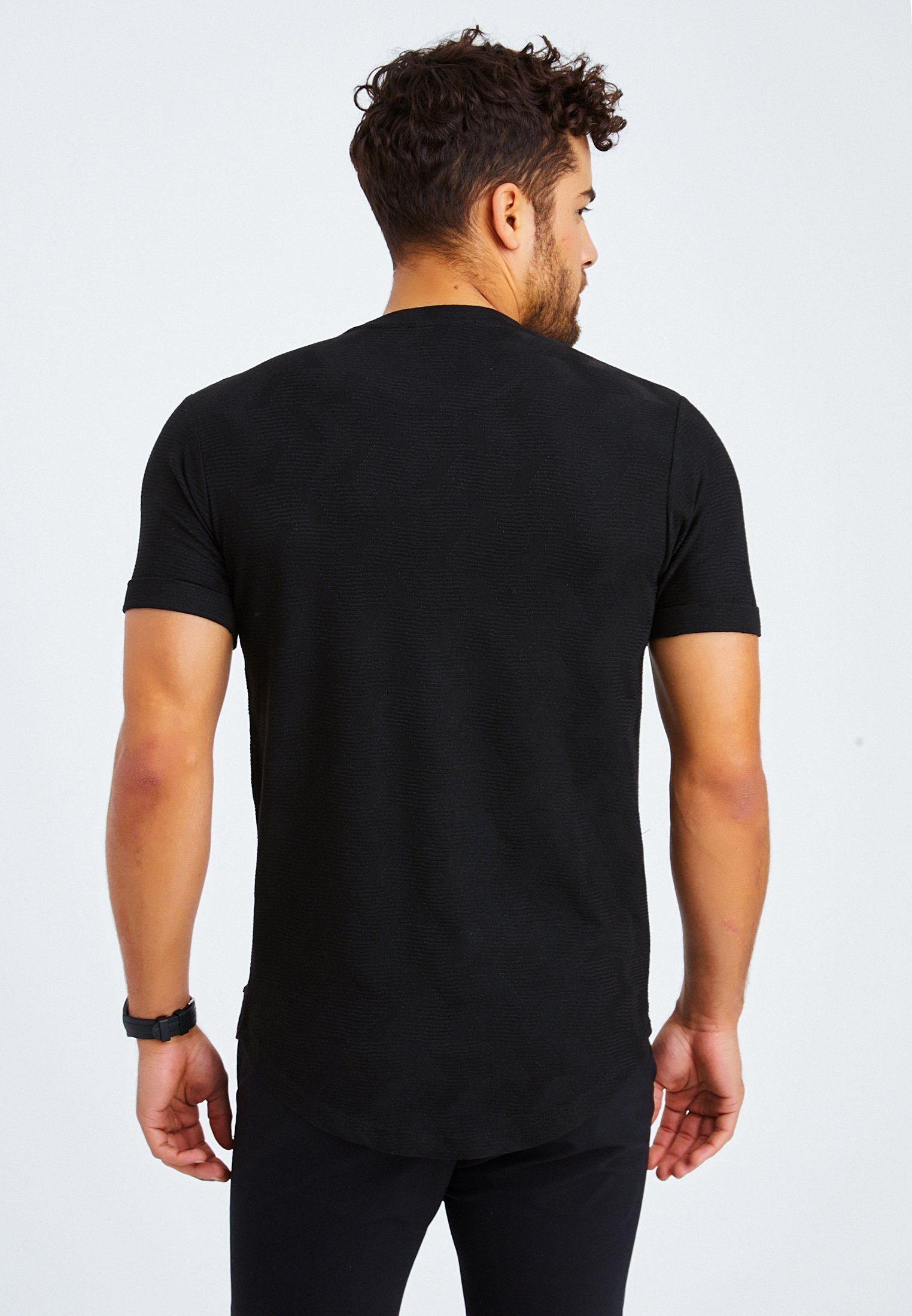 Leif Nelson T-Shirt Rundhals LN-55585 schwarz Herren normal T-Shirt