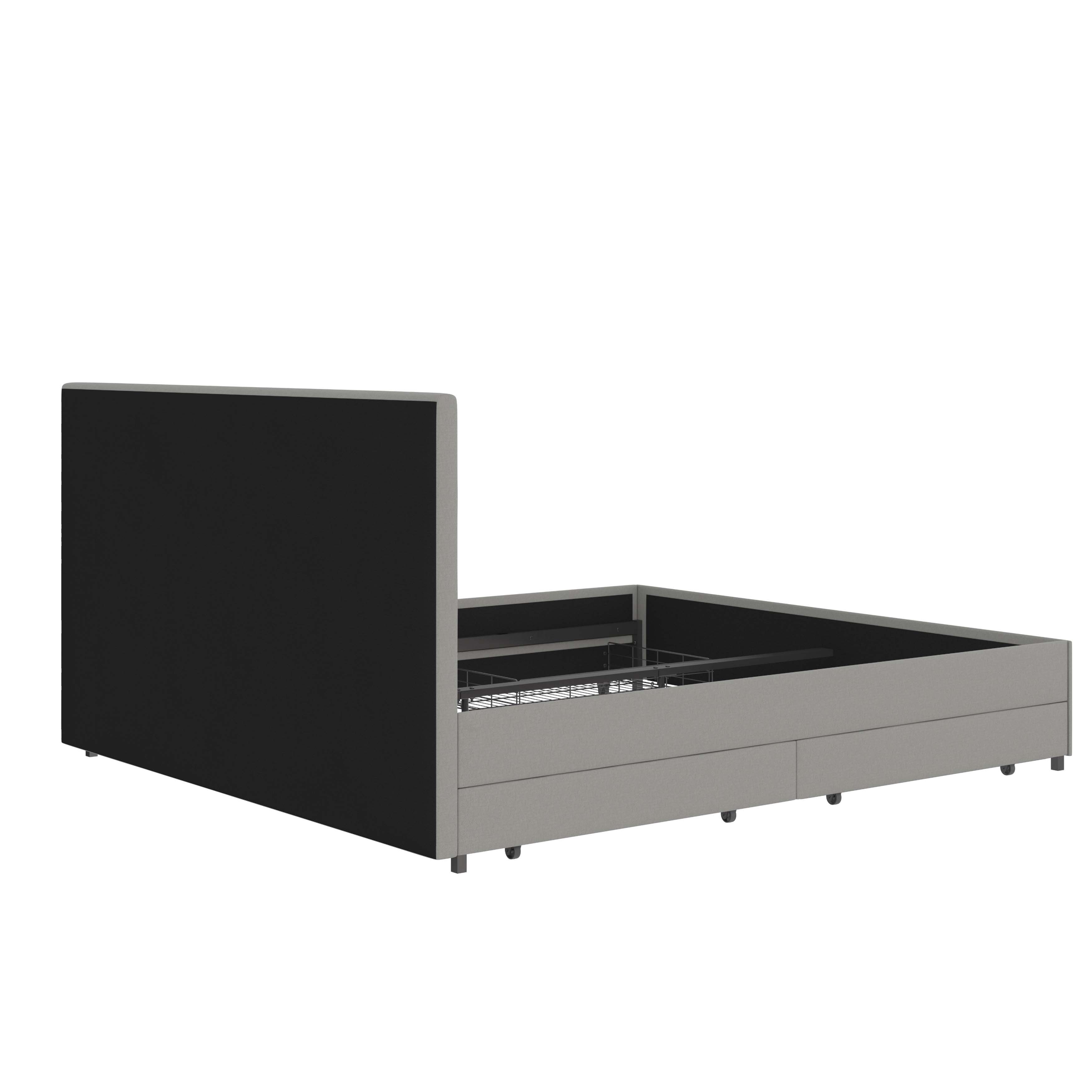 loft24 Polsterbett Lilly, Bettgestell mit Knopfheftung und Stauraum, 180x200 cm, Webstoff