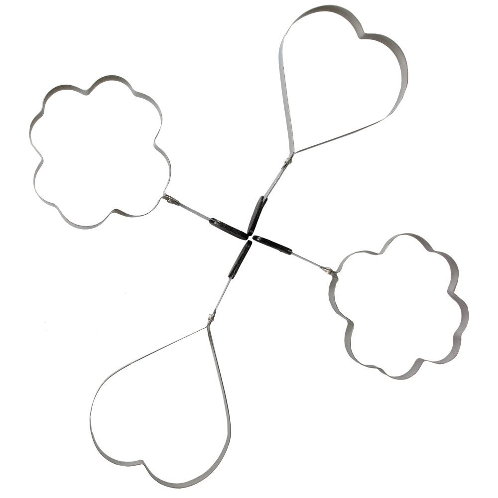 com-four Herzkuchenform Omelettpfannenform, Herzen und Kleeblätter, (4-tlg), für Spiegelei und Pancake, Edelstahl mit Hitzeschutzgriff