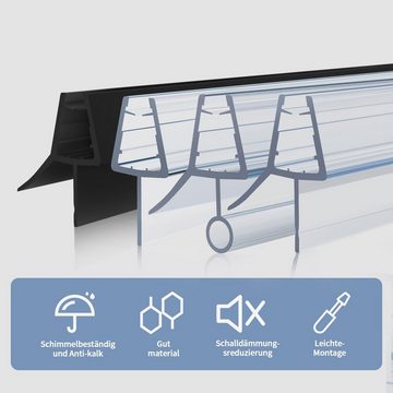 Boromal Duschdichtung 2 4 Stück Wasserabweiser Ersatzdichtung für 5 6 7 8 mm Glas, L: 100 cm, (Schwallschutz, 2-St., für Duschkabine Glastür Duschtür), mit zwei Lippen