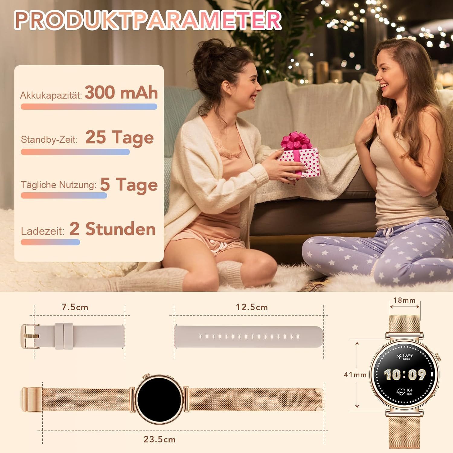 CIVO i109 Smartwatch (3,2 cm, android ios), Damen Smartwatch mit rundem 1.32" Display, Bluetooth Telefonie