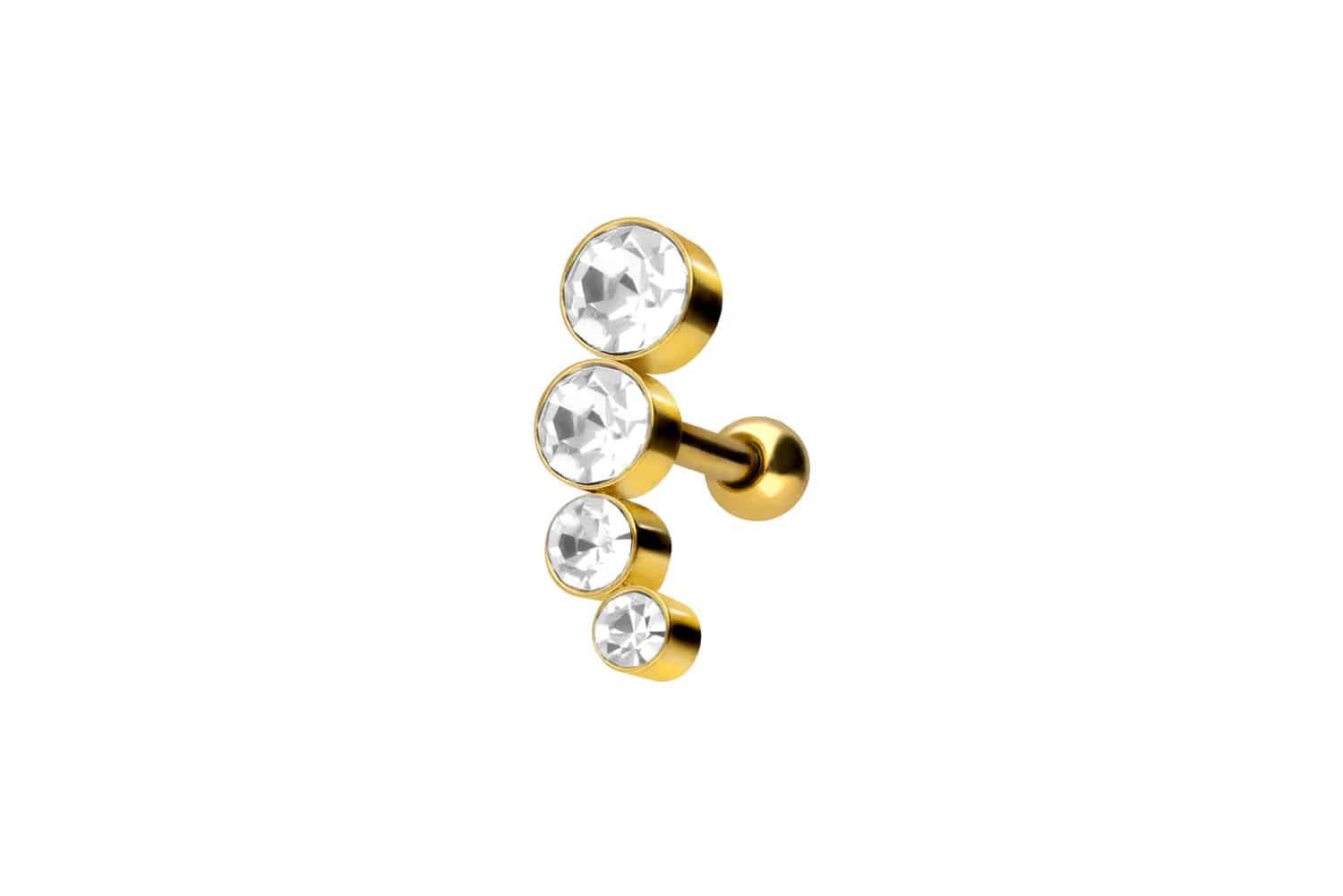 PIERCINGLINE Ohrstecker Aus Chirurgenstahl – Mit 3 Kristallen & Schraubverschluss