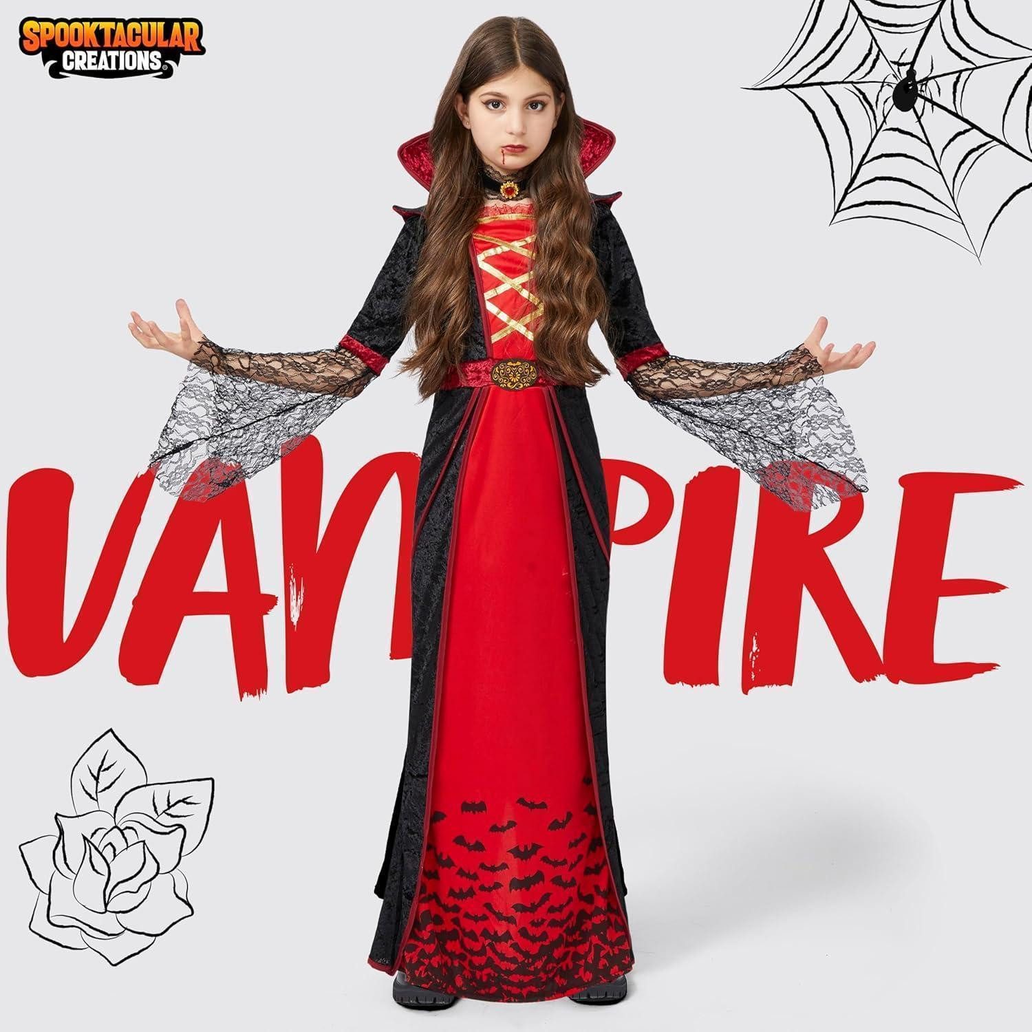 Spooktacular Creations Vampir-Kostüm Spooktacular Royal Vampir Kostüm Mädchen Deluxe XL 12–14 Jahre