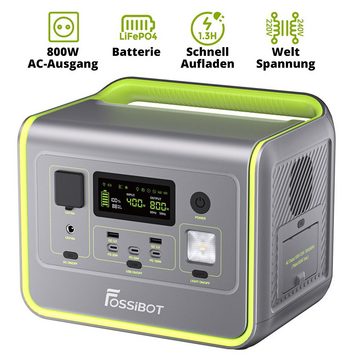 Fossibot Stromerzeuger F800, 512Wh LiFePO4 Solar Generator, 800W AC-Ausgang, 200W Max Solar-Eingang