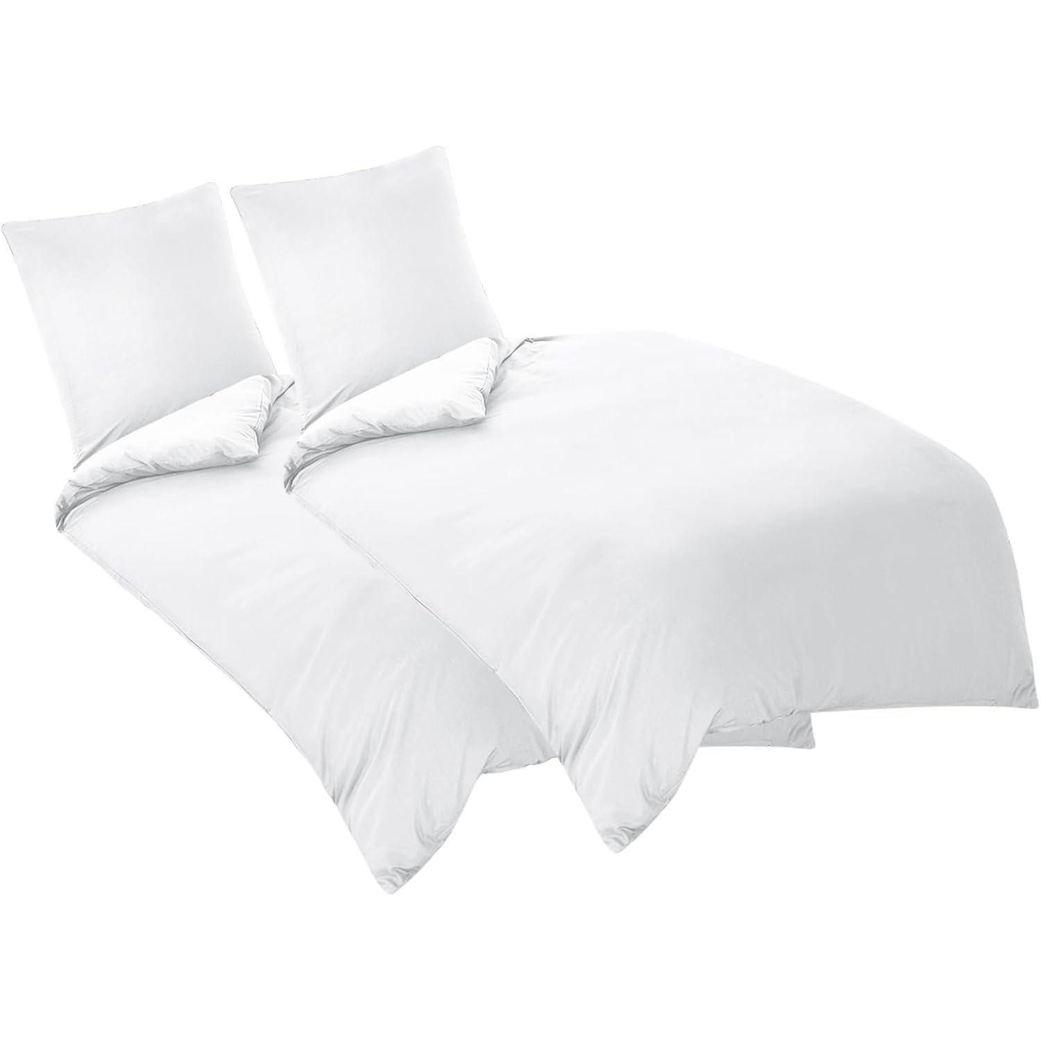 LuxusKollektion Bettwäsche Bettwäsche Set 135x200 4tlg Weiß mit Kissenbezug Mikrofaser
