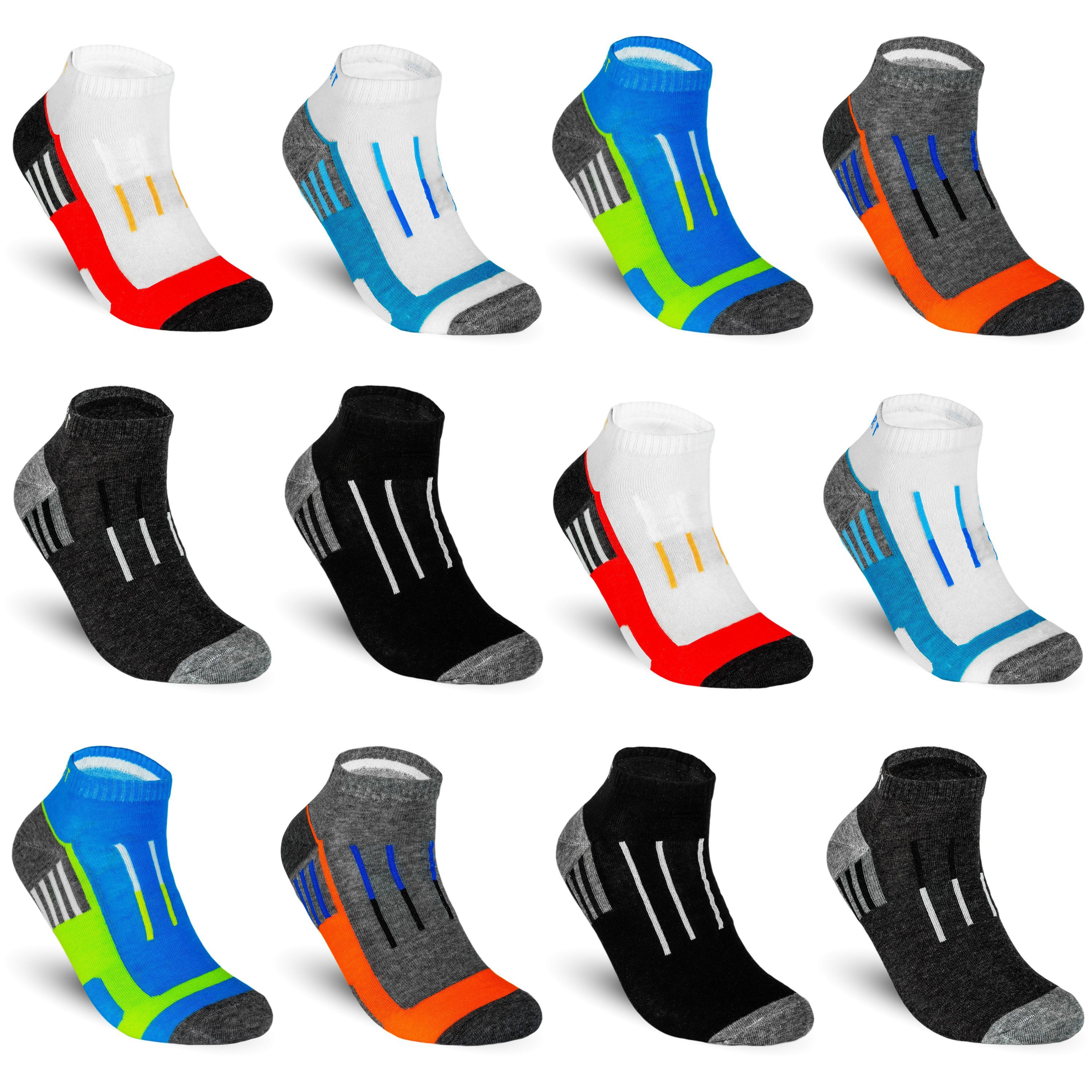 TEXEMP Sneakersocken 6 - 12 - 18 Paar Sneaker Socken Herren & Damen Mehrfarbig Baumwolle (Packung, 6-Paar) Robust & Langlebig