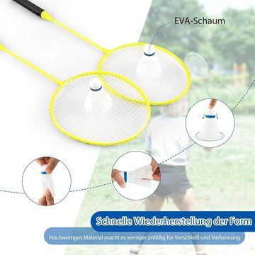 KOMFOTTEU Badmintonnetz mit Stand, mit Schlägern, Federbällen & Aufbewahrungsbox