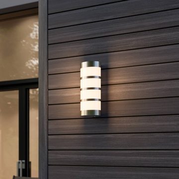 Lucande LED Außen-Wandleuchte Leroy, LED-Leuchtmittel fest verbaut, warmweiß, Modern, Edelstahl, Polycarbonat, edelstahl, weiß, 96 flammig, inkl.