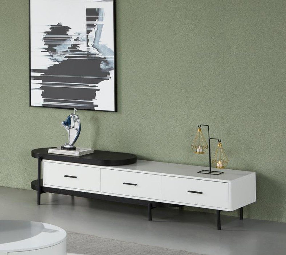 Lowboard Weißes TV-Möbel aus Holz im modernen Art Deco-Design
