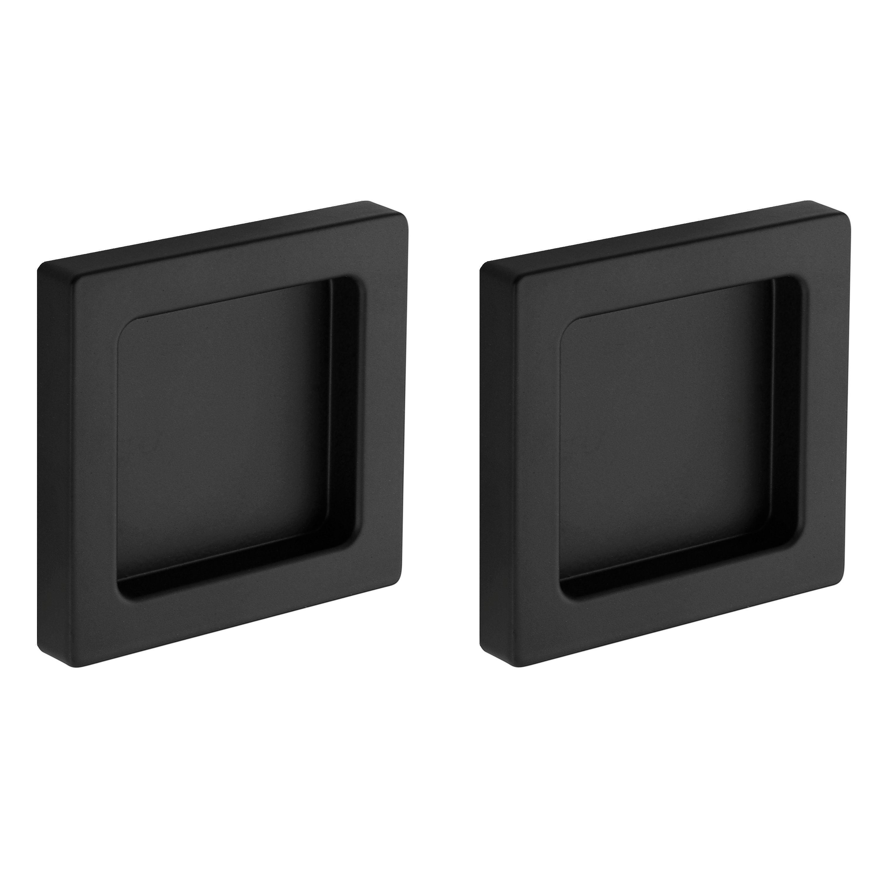 Türbeschläge24 Schiebetürmuschel zum Aufkleben, Edelstahloptik / Schwarz ma günstig online kaufen