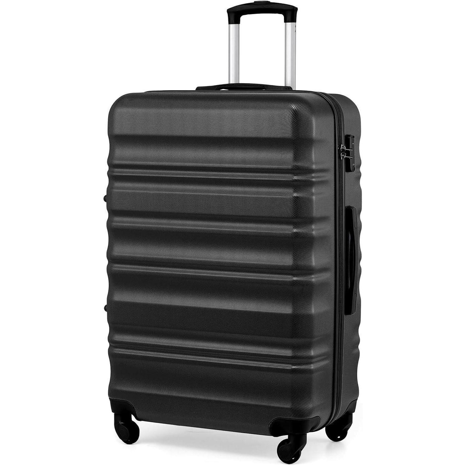 Hartschalen-Trolley Hartschalen-Koffer Trolley Rollkoffer TSA-Schloss 4 Rollen Schwarz