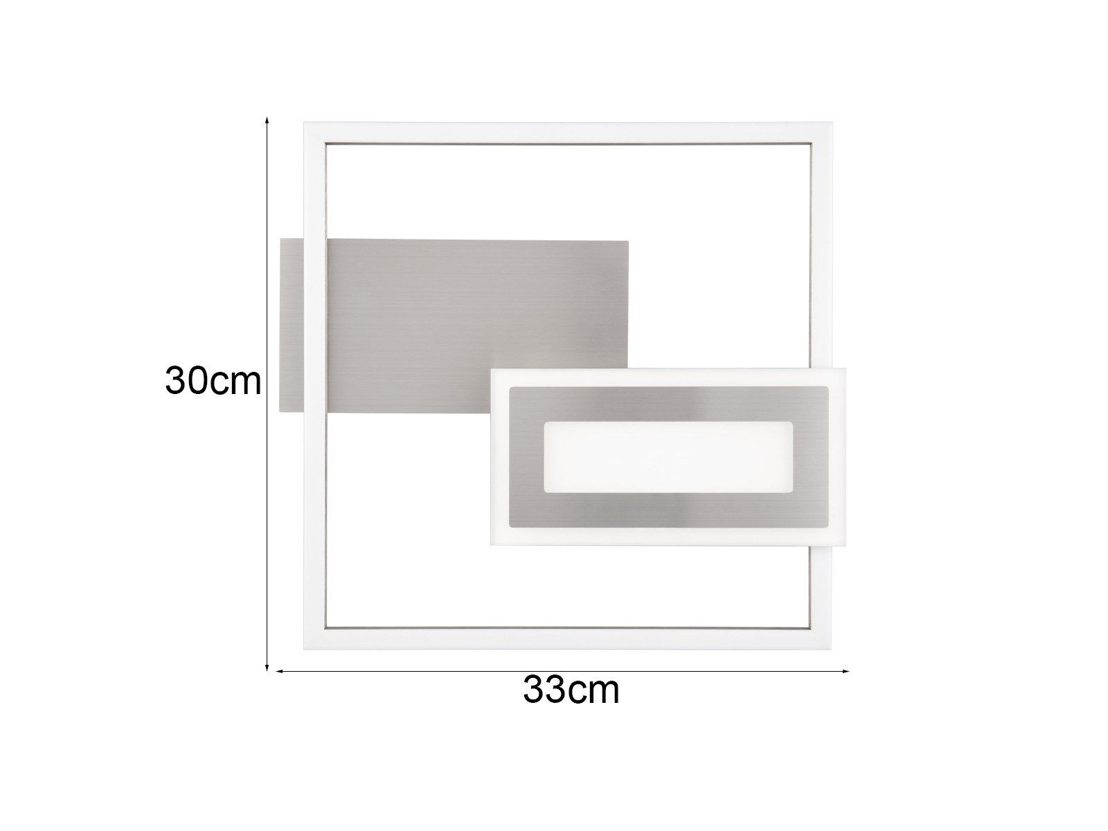 Reality Leuchten LED Deckenleuchte, LED fest integriert, Warmweiß, Wandleuchte ultraflach für Jugendzimmer, Metall Silber, Breite 33cm