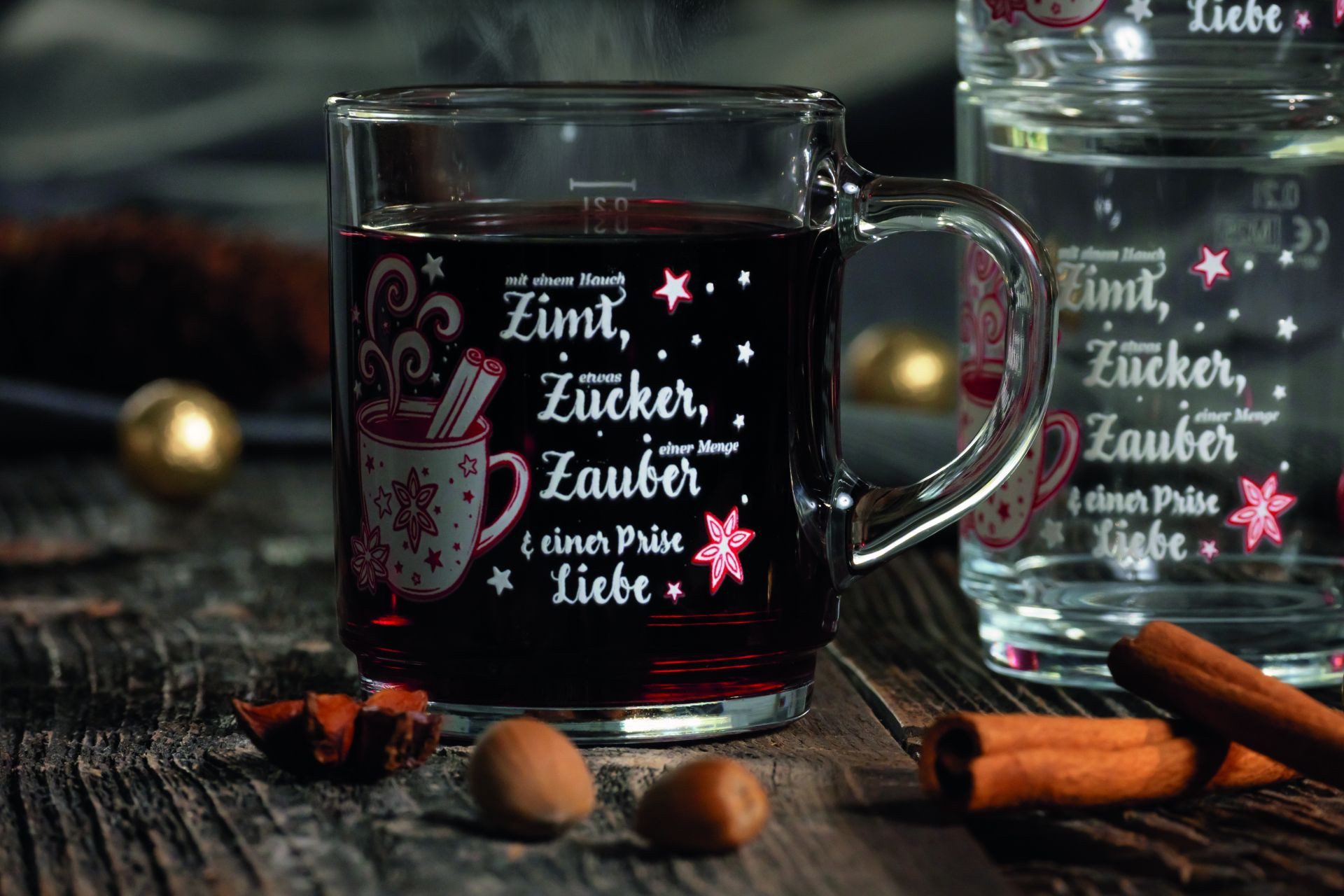 ARCOROC Teeglas Glühweinbecher mit Weihnachtsdekor 25cl /-/ 0,2, ARC X2827, 6-tlg., Glas, stapelbar