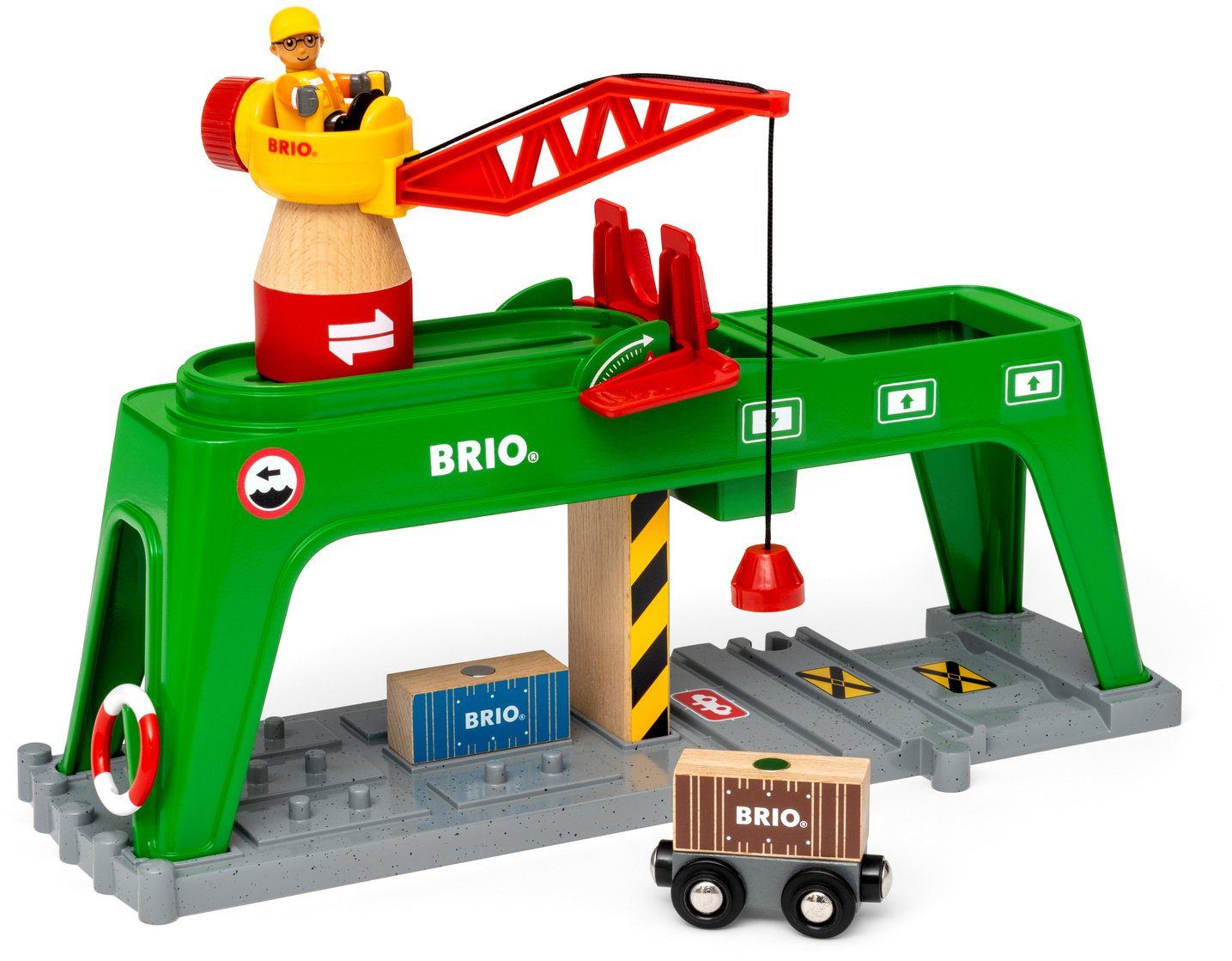 BRIO® Spielzeugeisenbahn-Erweiterung BRIO® WORLD, Bahn Verlade-Terminal, FSC® - schützt Wald