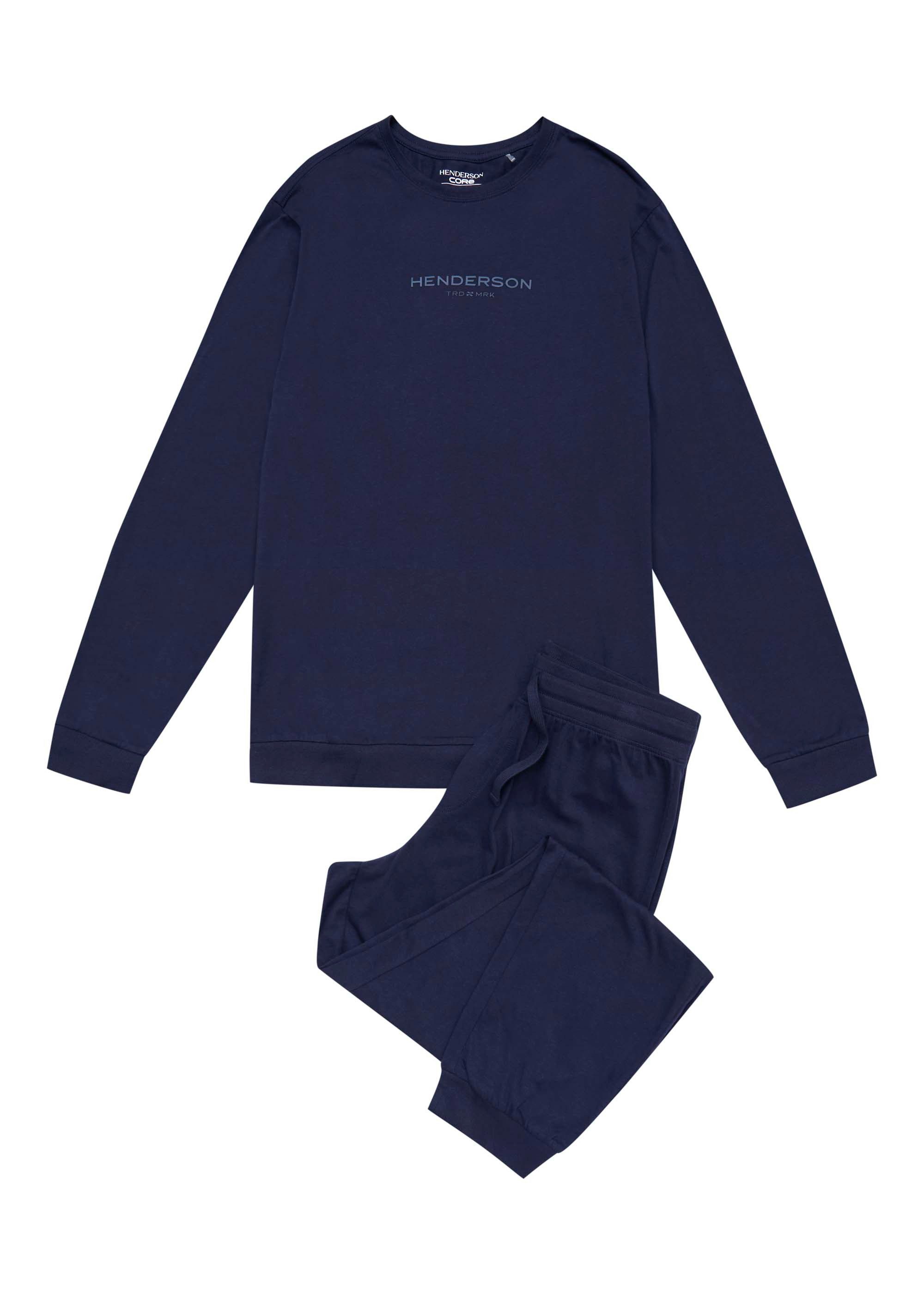 Henderson Schlafanzug Schlafanzug Langarm Rundhalsausschnitt Joggerhose Baumwolle Kanyon (2 tlg)