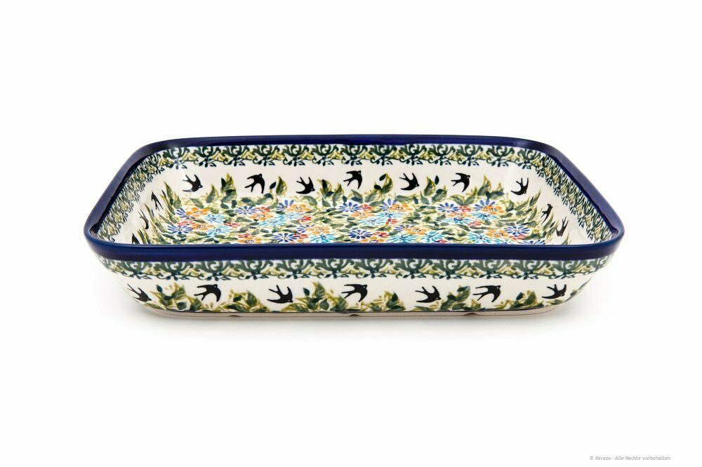 Bunzlauer Keramik Auflaufform Bunzlauer Keramik 1,7L Auflaufform eckig 29,5x22,5x4,5cm Dekor DU182, Keramik