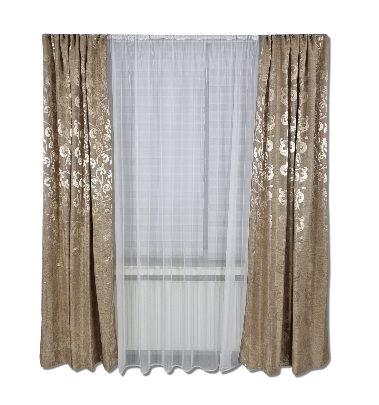 Gardinen by Justyna Verdunkelungsvorhang 2er Schal Set Beige (2 St), Kräuse günstig online kaufen