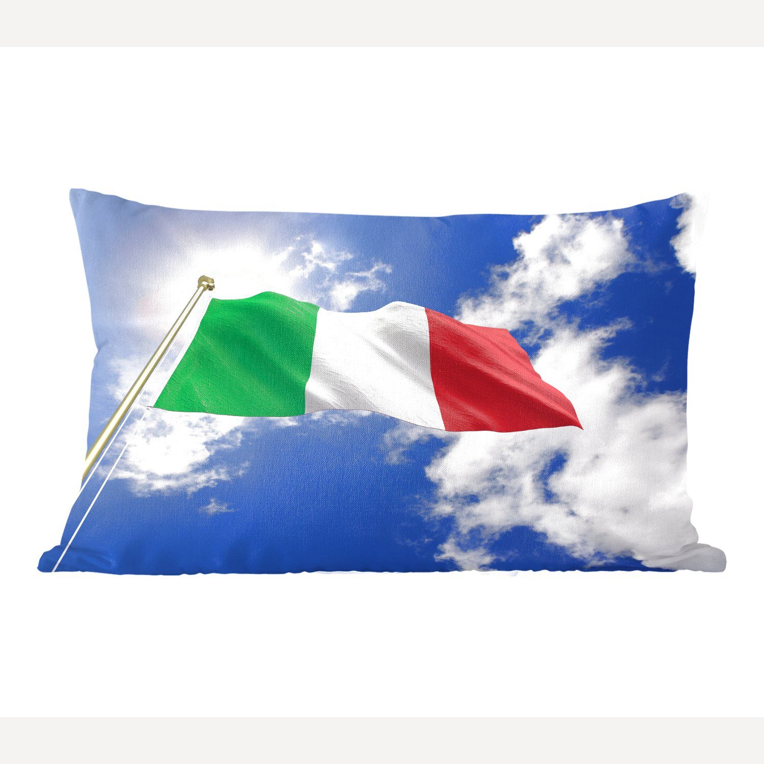 MuchoWow Dekokissen Die Flagge Italiens weht am Himmel, Wohzimmer Dekoration, Zierkissen, Dekokissen mit Füllung, Schlafzimmer