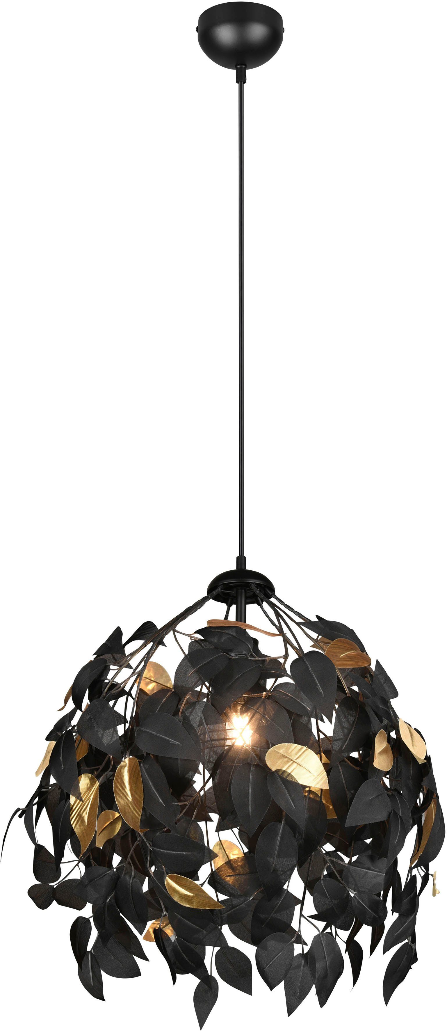 TRIO Leuchten Kronleuchter Leavy, ohne Leuchtmittel, warmweiß - kaltweiß, Hängelampe Blatt Design, Pendelleuchte exkl 1xE27 max 28W schwarz matt