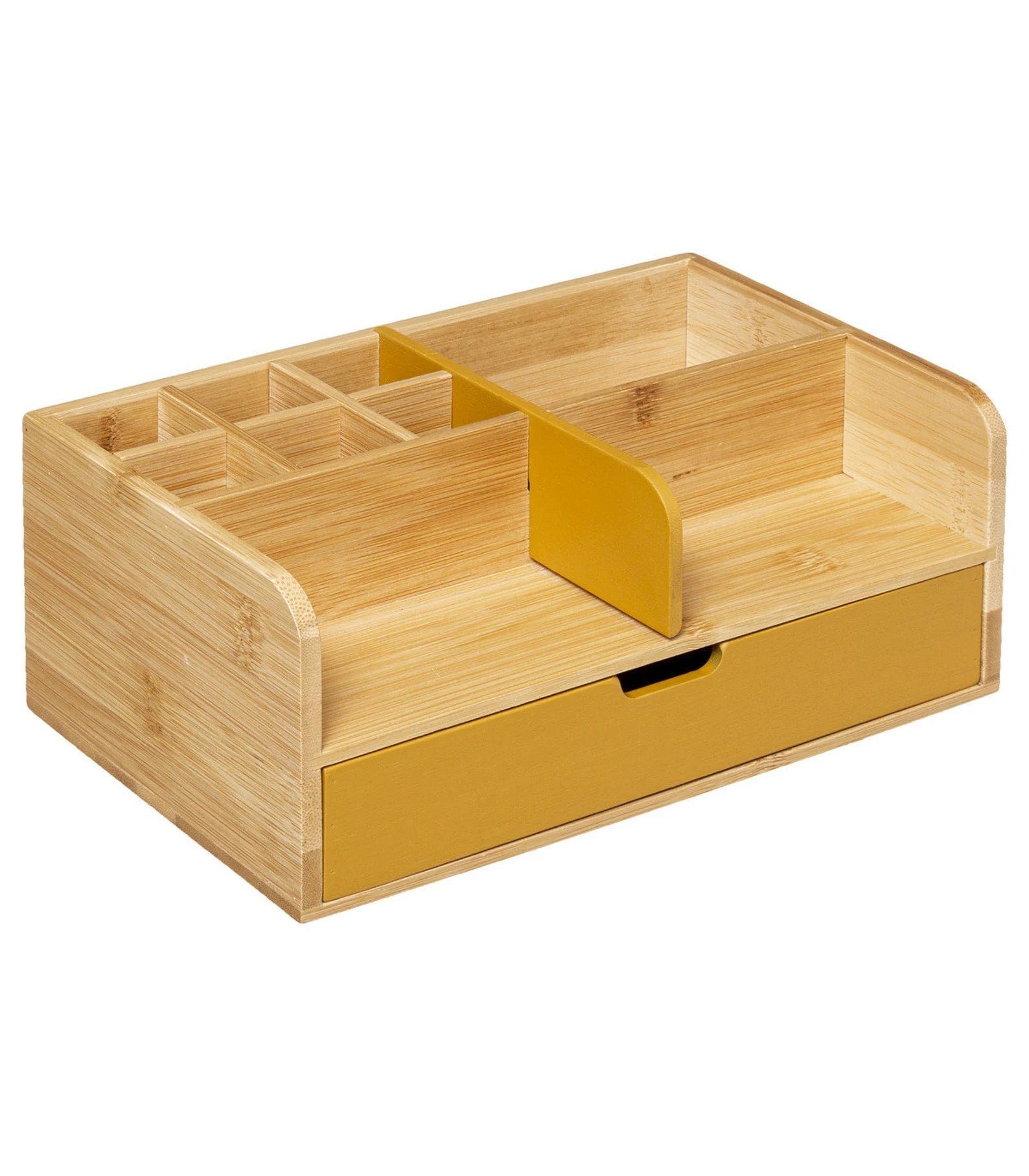 GILDE Dekoobjekt Mex Schreibtisch Organizer Büro aus 100% 1 Gold Bam Schublade Schubladenbox