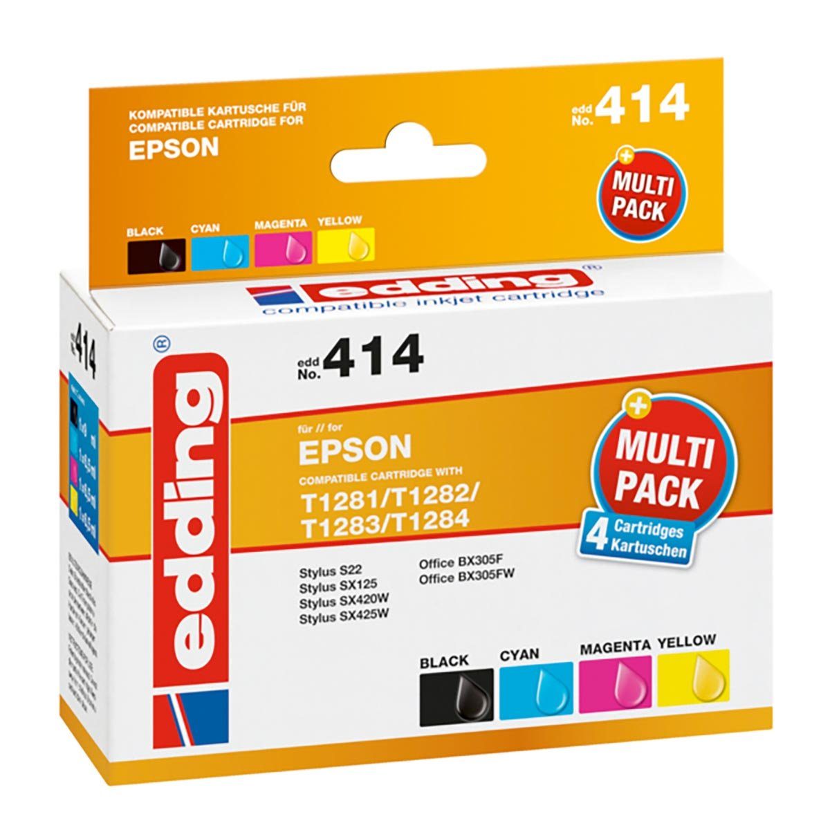 edding Edding Multipack (kompatibel, Epson edd Tintenpatrone für mehrfarbig) T1285 414 No