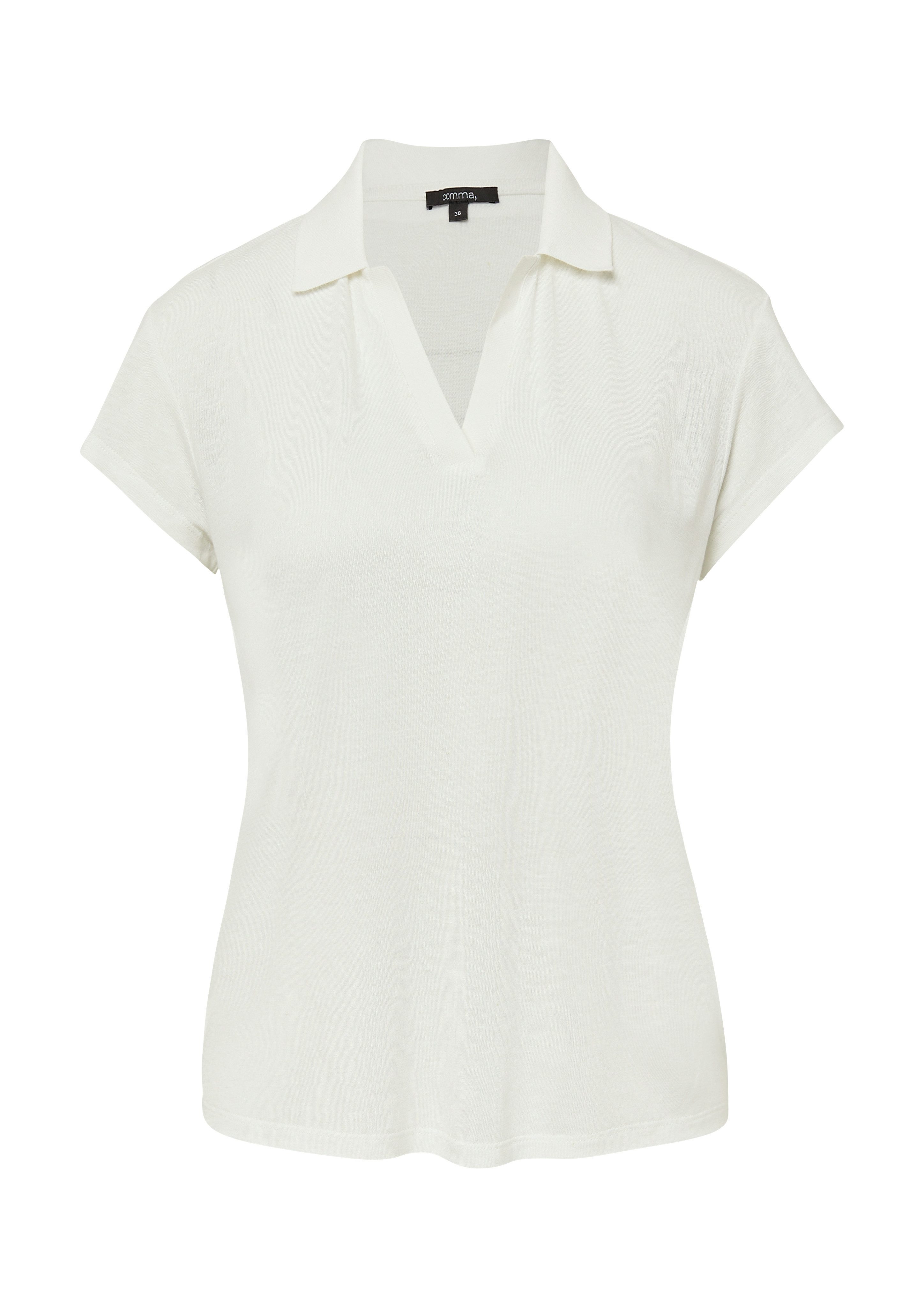 comma T-Shirt mit Leinenanteil