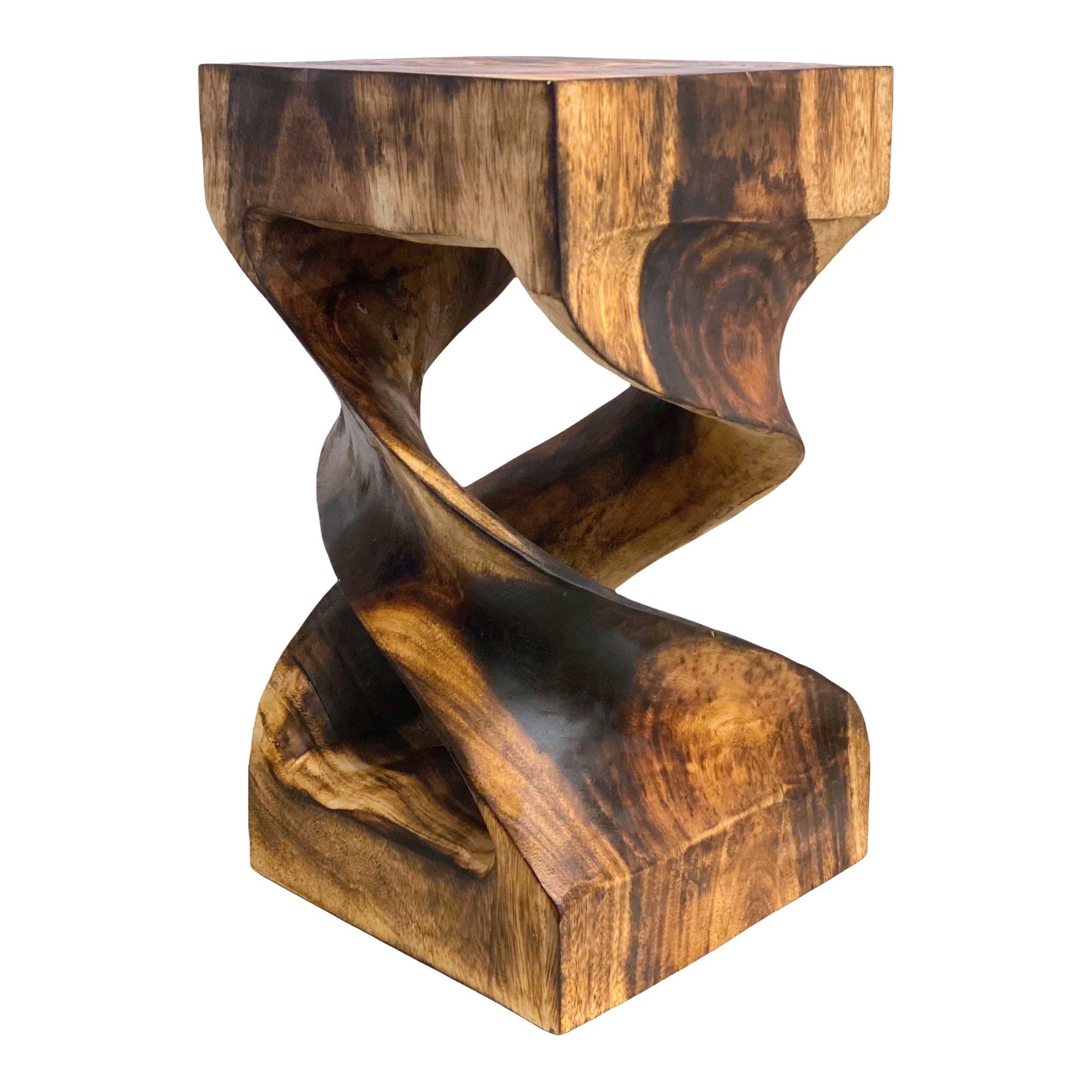 FaHome Beistelltisch Holz: Flambierter, Handgefertigter & Hochwertiger Holzhocker, Massiv (50x28x28)