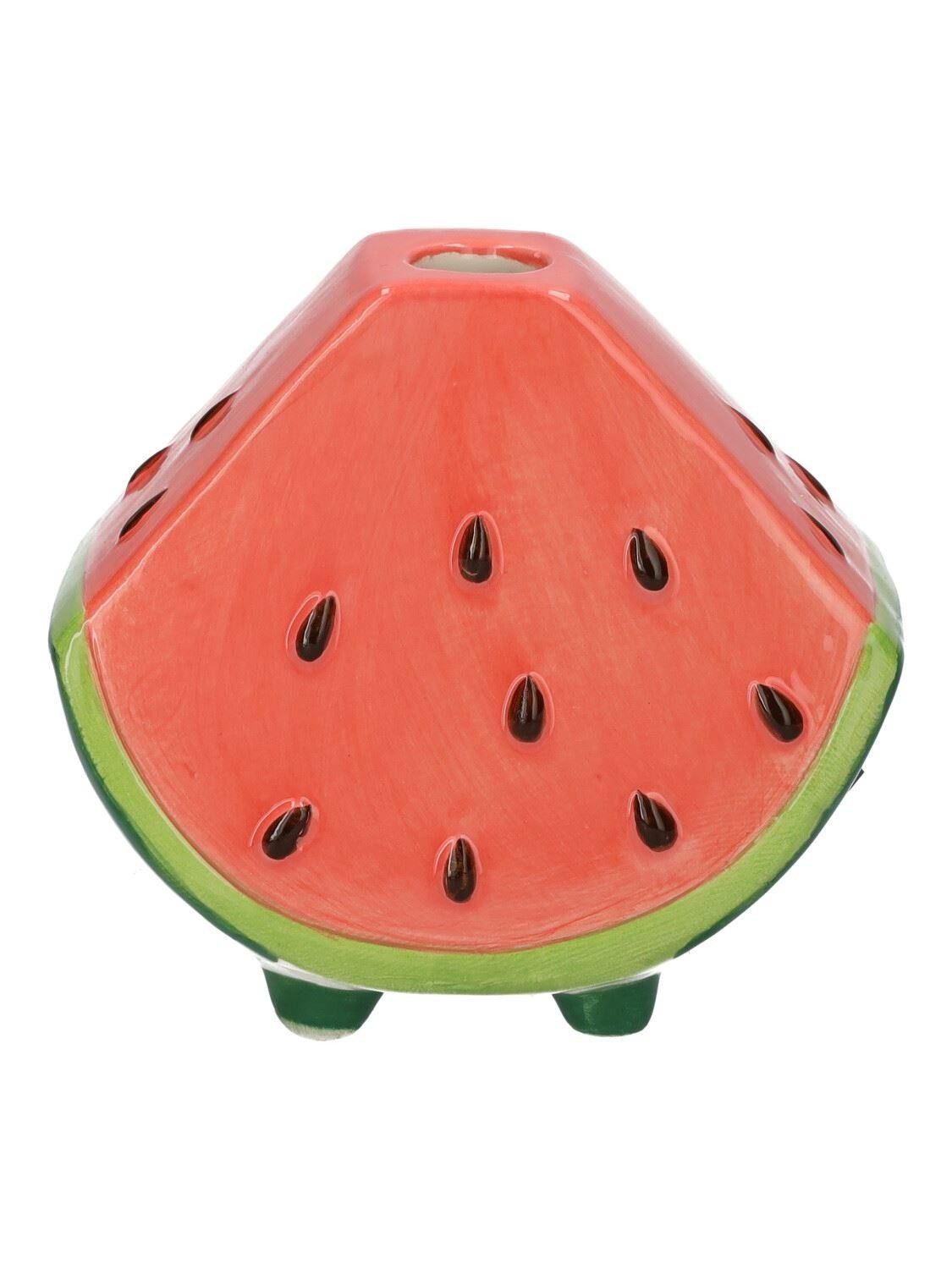 INNA-Glas Dekovase Dekovase Wassermelonenstück TILLAS aus Keramik, mit Füßen, rot-grü