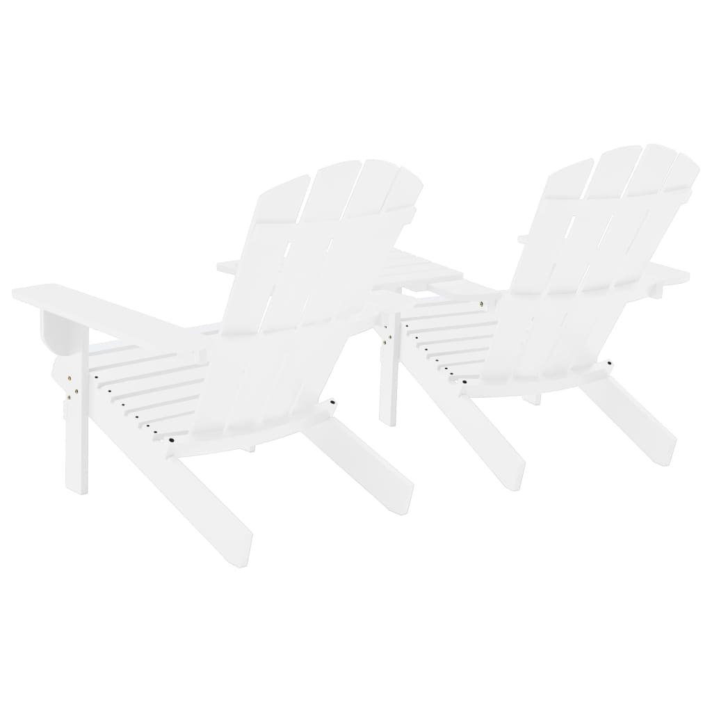 vidaXL Gartenstuhl Garten-Adirondack-Stühle mit Teetisch Weiß Weiß St) Weiß Tanne (1 | Massivholz