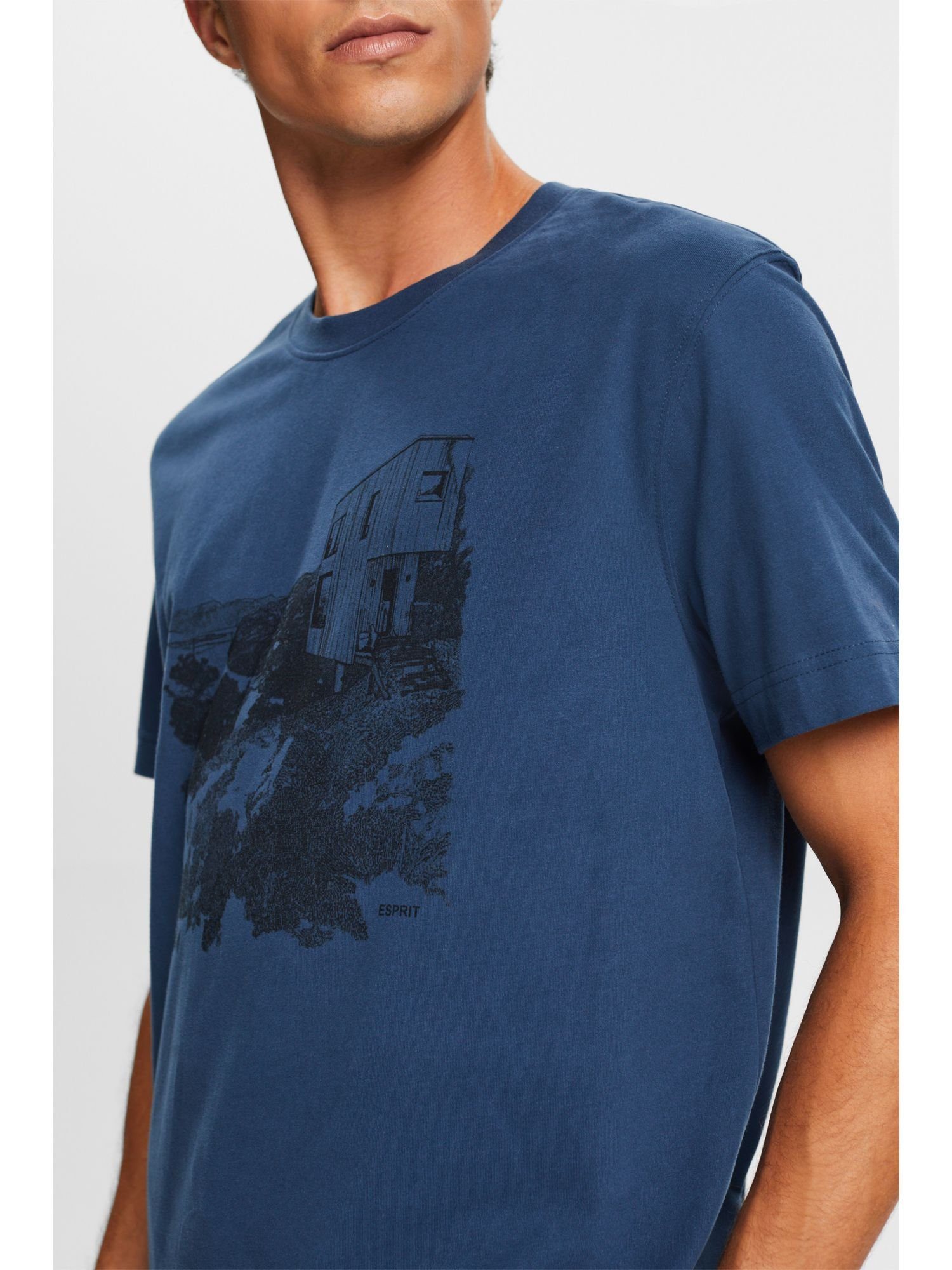 Esprit T-Shirt T-Shirt mit Grafikprint (1-tlg) BLUE