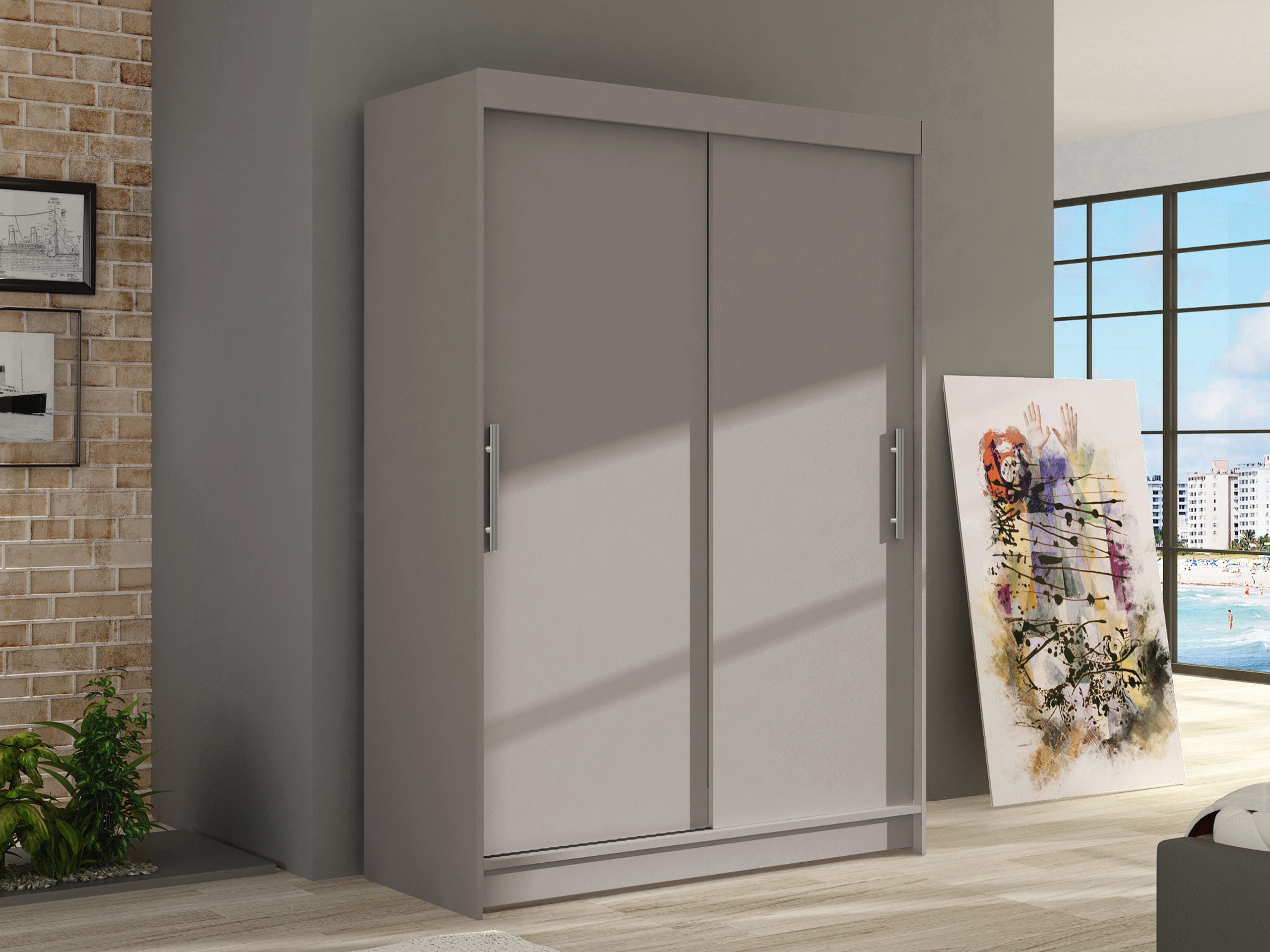 MIRJAN24 Kleiderschrank Miami I (mit Schiebetüren) Schiebetürenschrank, Garderobe