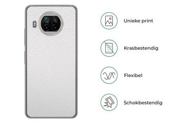 MuchoWow Handyhülle Leder - Strukturiert - Leder-Optik - Weiß, Phone Case, Handyhülle Xiaomi Mi 10T Lite, Silikon, Schutzhülle