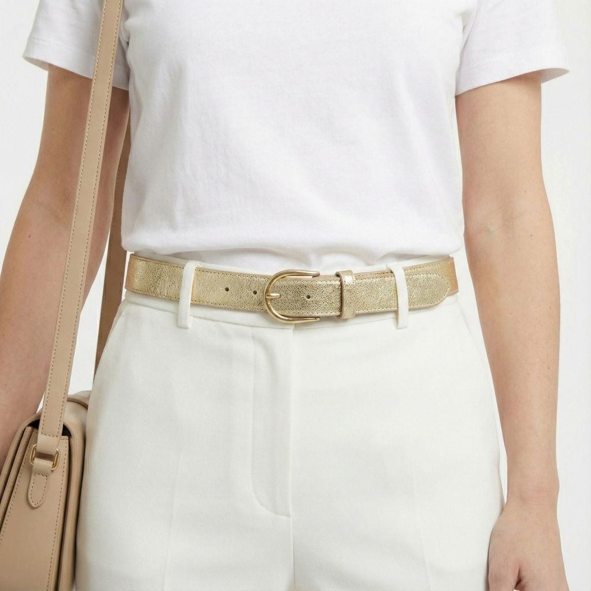 BELTINGER Ledergürtel Damen-Gürtel in Metall-Optik 3 cm - Goldener Leder-Gürtel Metallic-Loo (1-St)