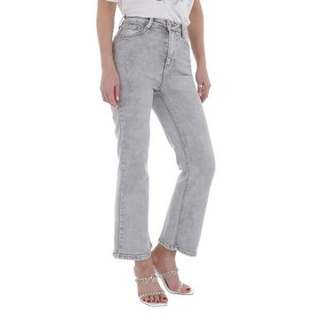 Ital-Design High-waist-Jeans Damen Freizeit Stretch Bootcut Jeans in Hellgrau