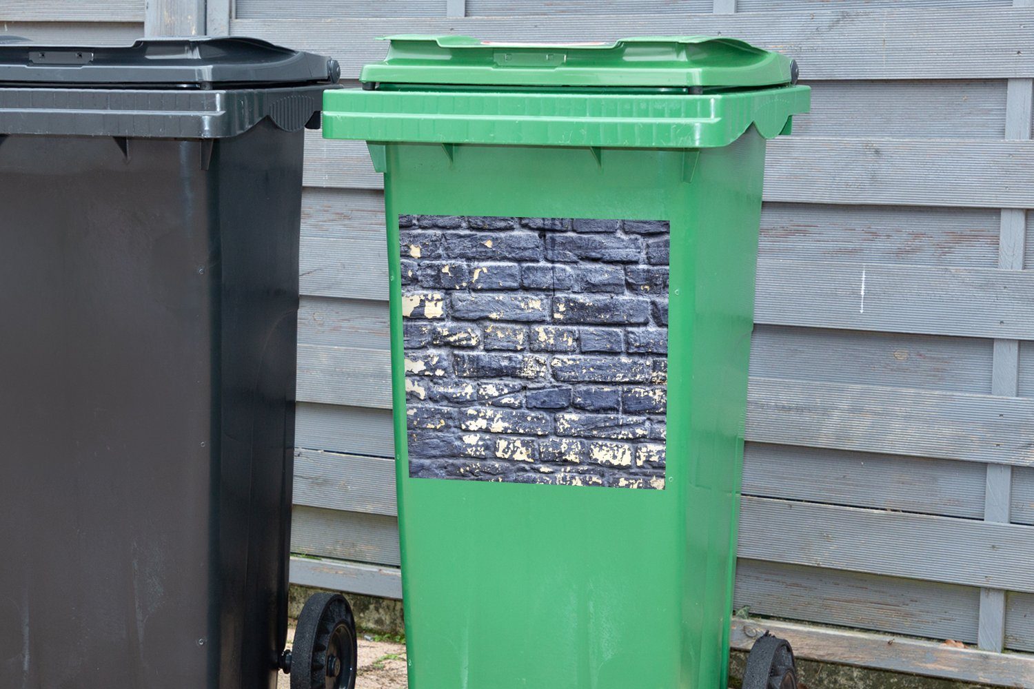 - - Wand Abfalbehälter Mülltonne, (1 Steine St), Container, MuchoWow Mülleimer-aufkleber, Wandsticker Sticker, Farbe