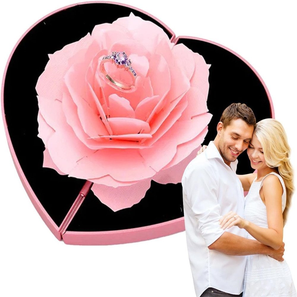 Schmuckkasten Schmucketui Ringschachtel mit Rosenblüte schatulle für Heiratsantrag