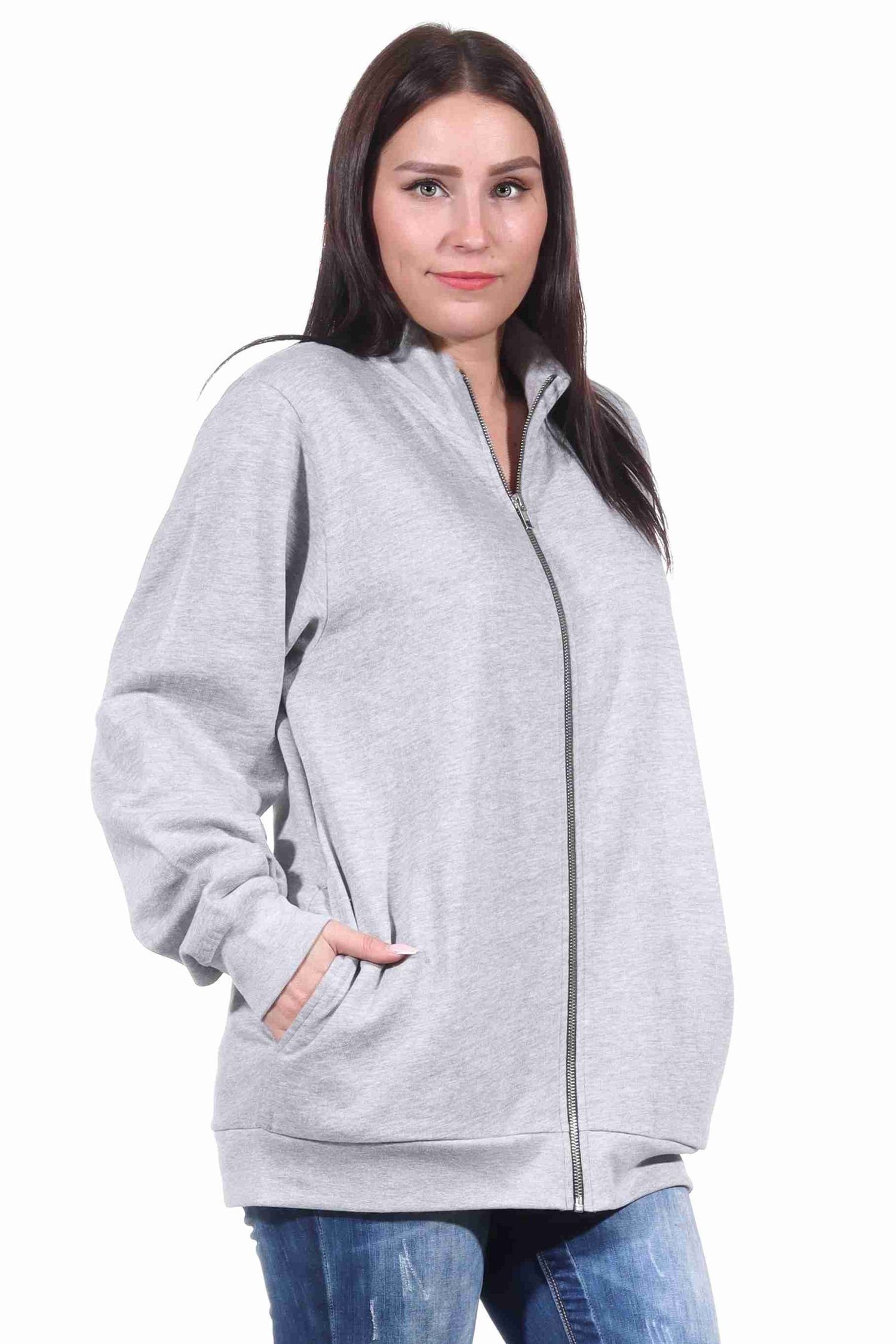 Normann Relaxanzug Damen Jacke für Hausanzug, Sportanzug oder Jogginanzug Oberteil grau