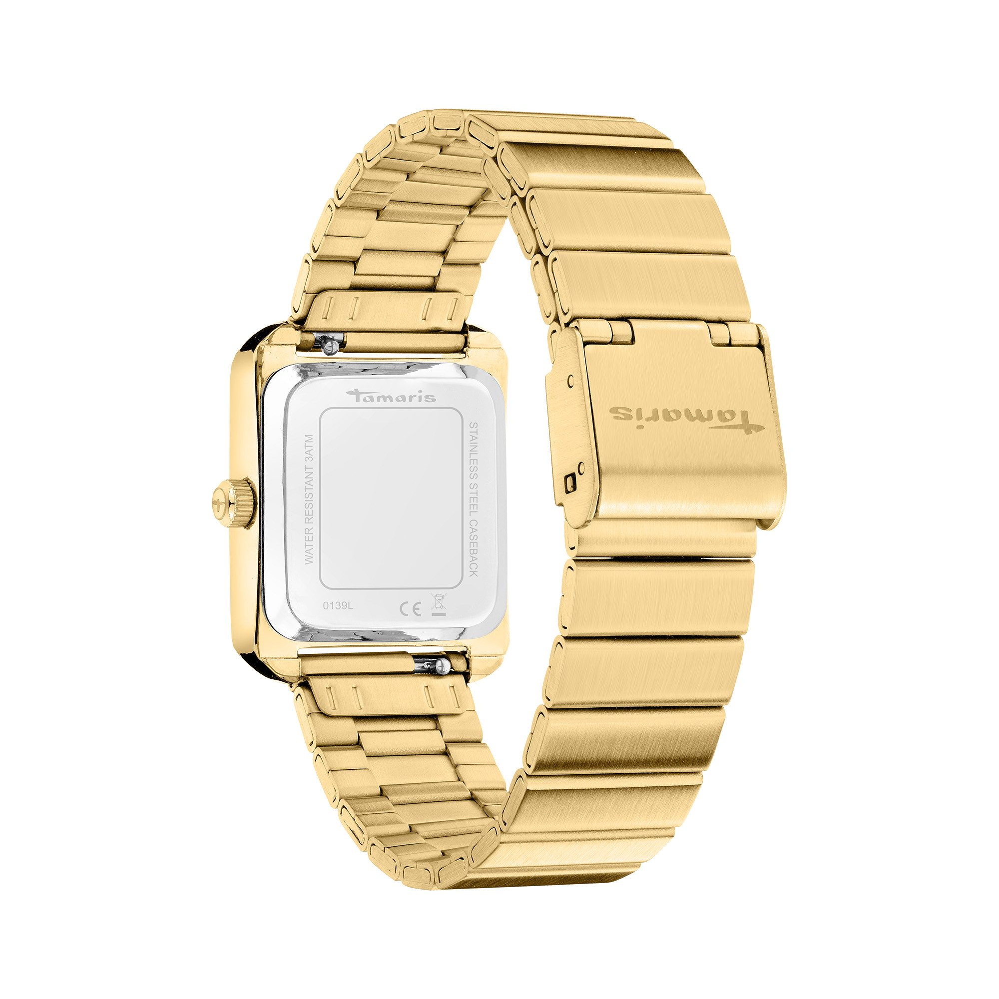 Tamaris Quarzuhr The Square Retro Strap TT-0139-MQ, Armbanduhr, Damenuhr, Edelstahlarmband, analog