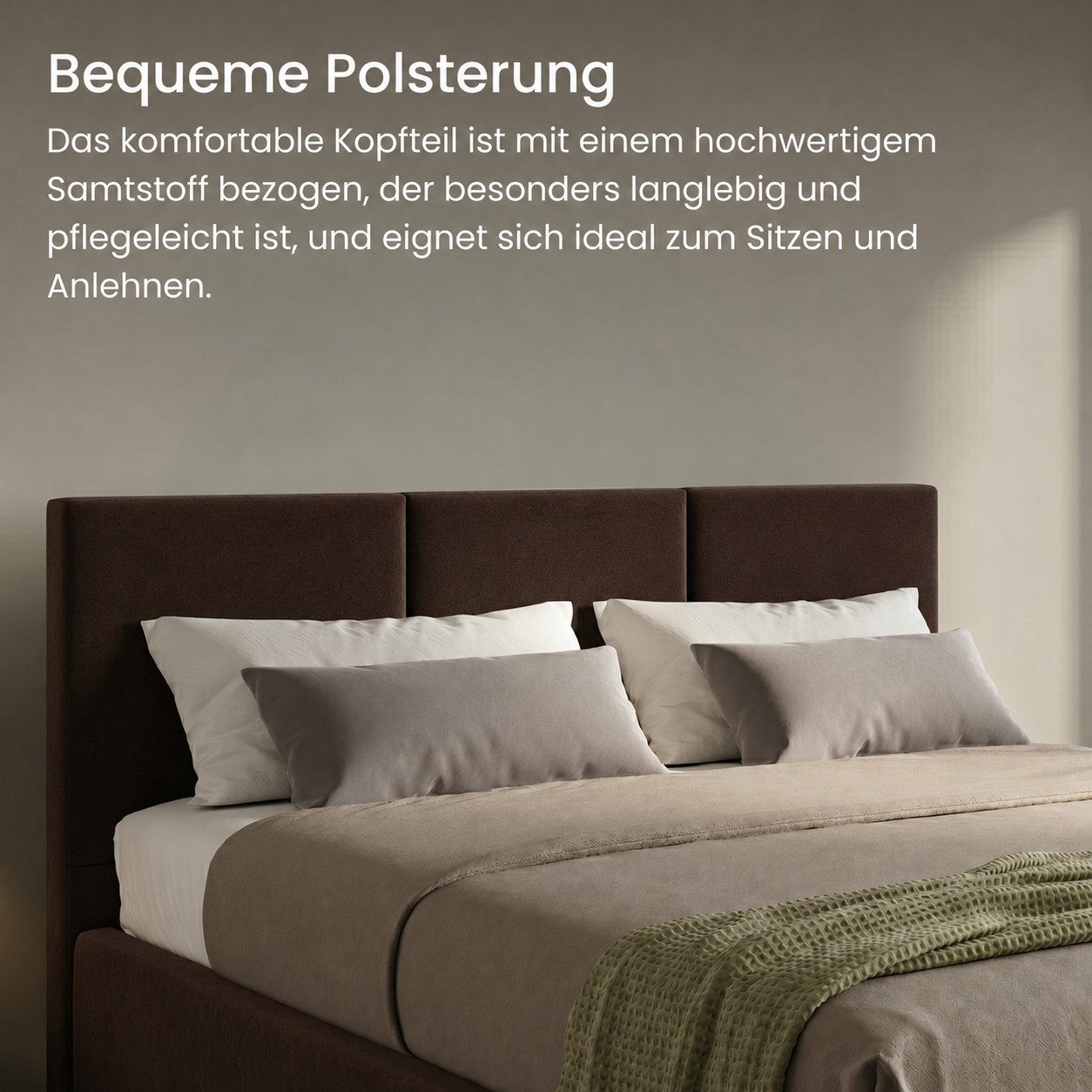 Home Collective Polsterbett Bett Doppelbett Bettgestell mit Lattenrost & Stauraum, mehrere Größen (Größen: 120x200 140x200 160x200 180x200, samtweicher Velourss – Bild 4 von 5