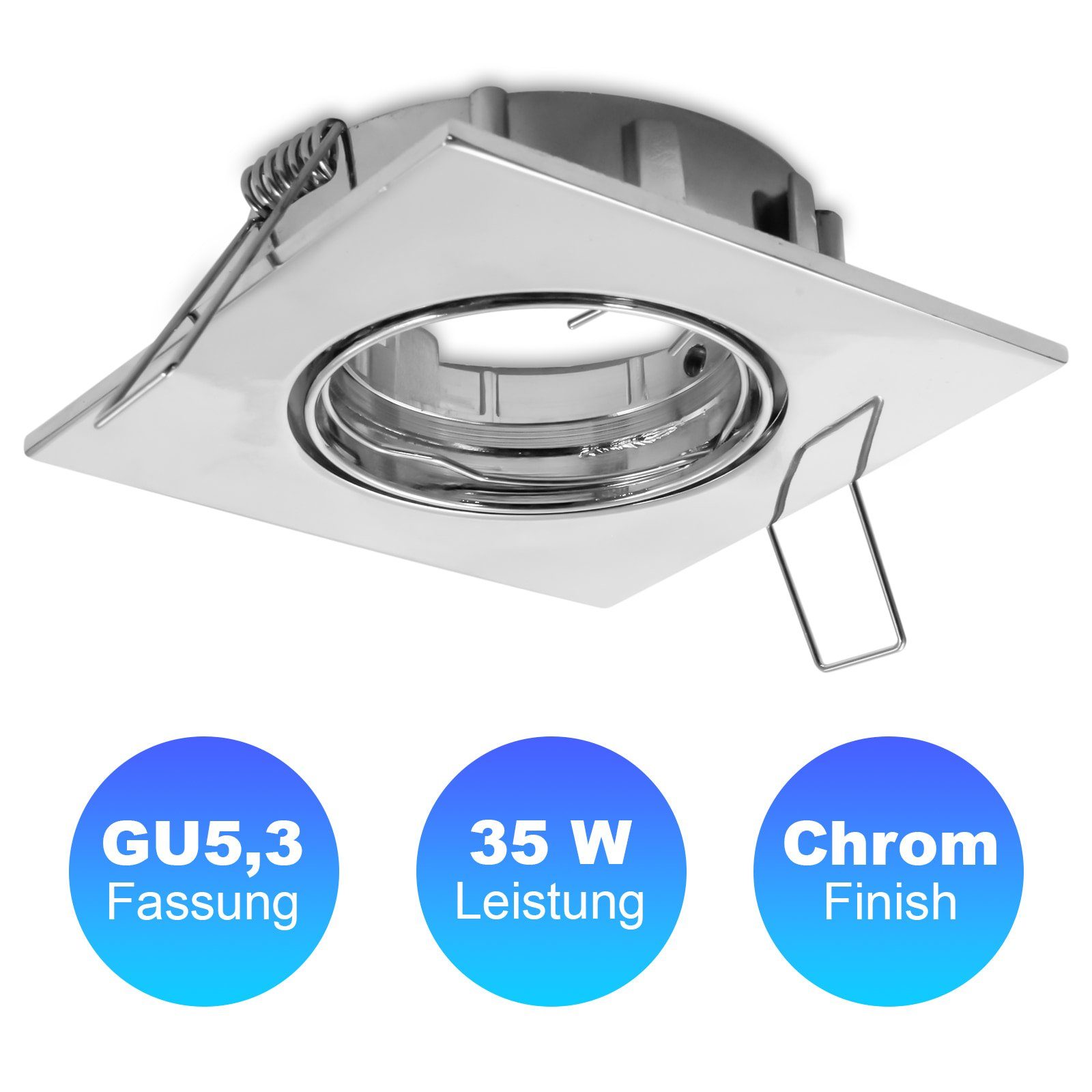 HEITRONIC Lampenfassung Einbaustrahler GU5,3 / MR16 bis 35 Watt, (1-St), schwenkbar um je 30°, einfache Montage, Aluminium
