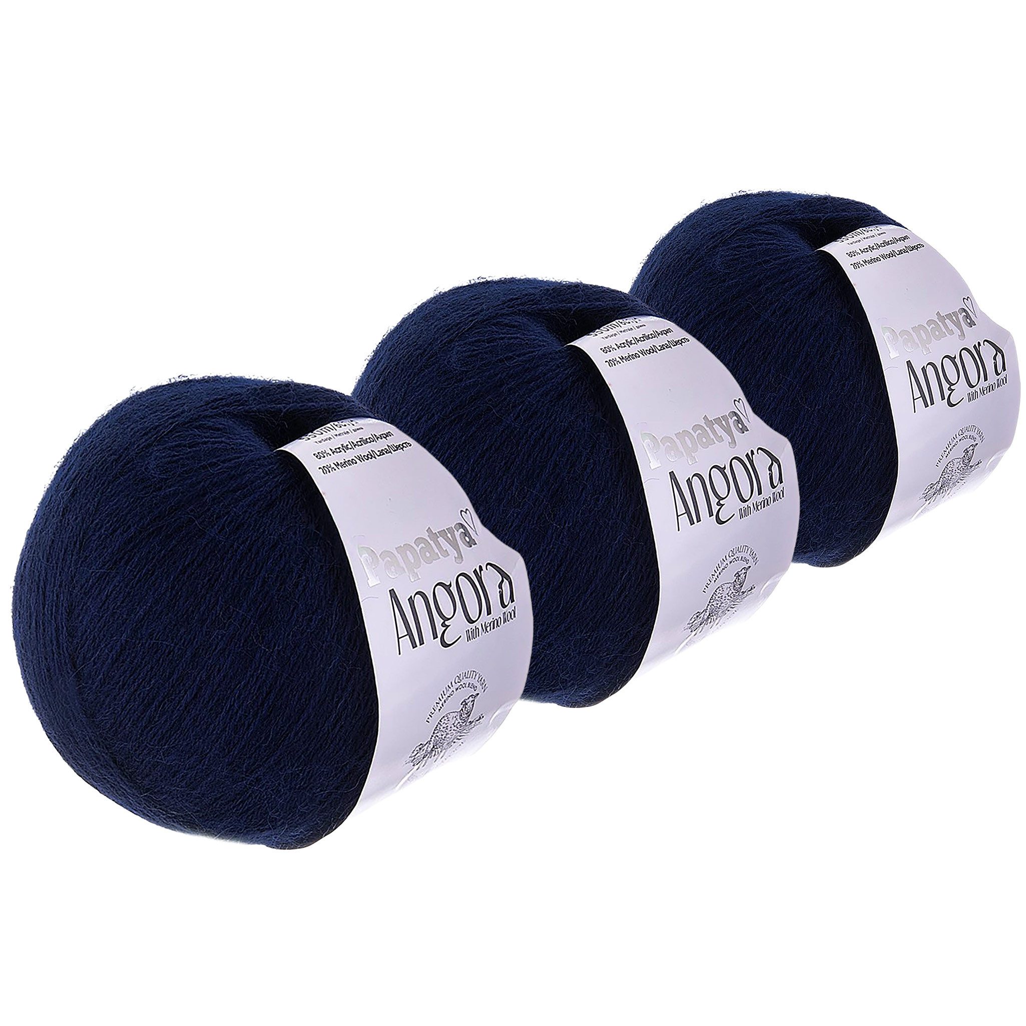 Papatya 3x100g Wolle Papatya Style Strickgarn Häkelgarn Häkelwolle, 1650 m (Sparpaket (3 Knäuel je 100g), 3-St), marineblau