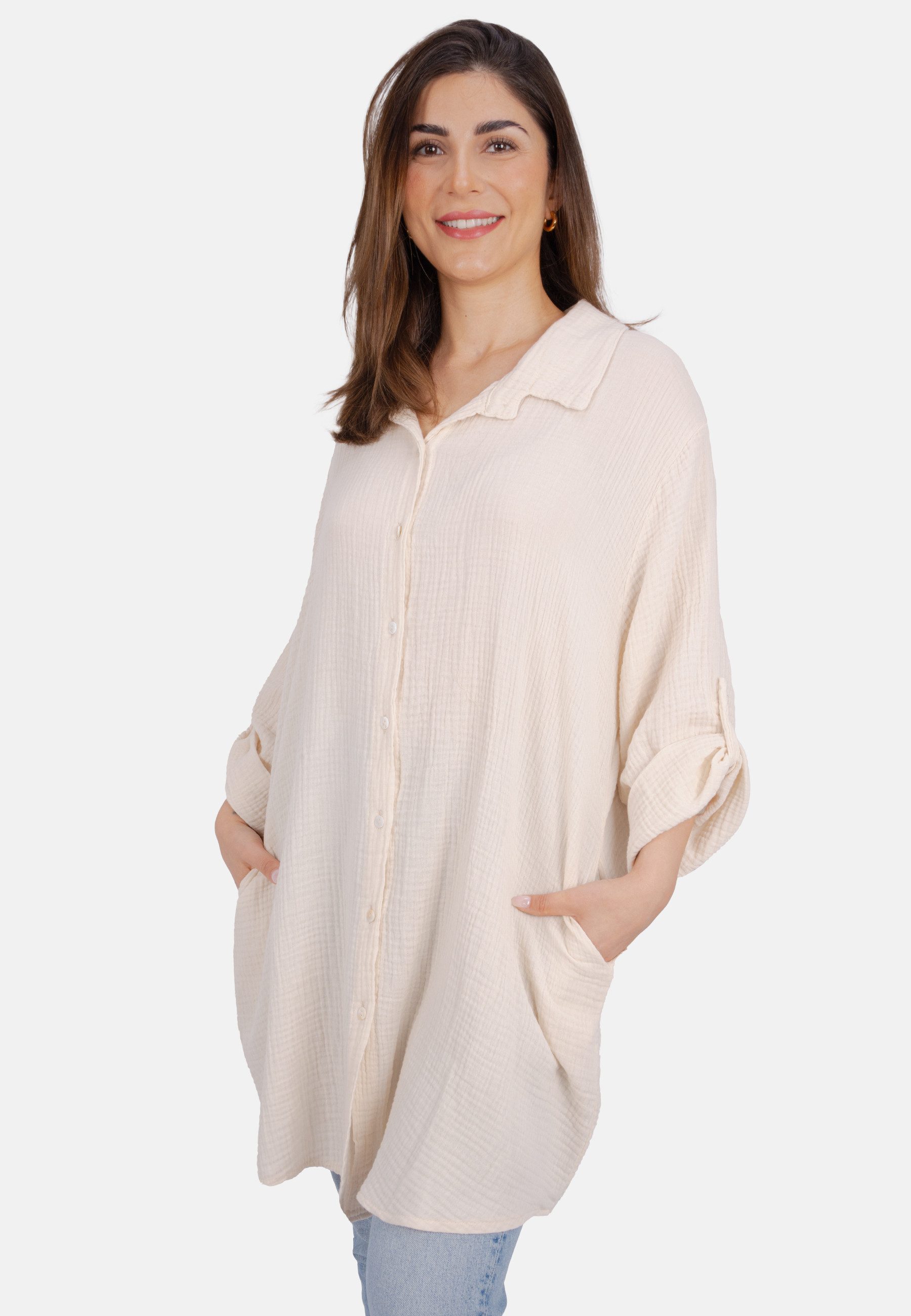 Seasons of April Hemdbluse Oversized Musselinbluse günstig online kaufen