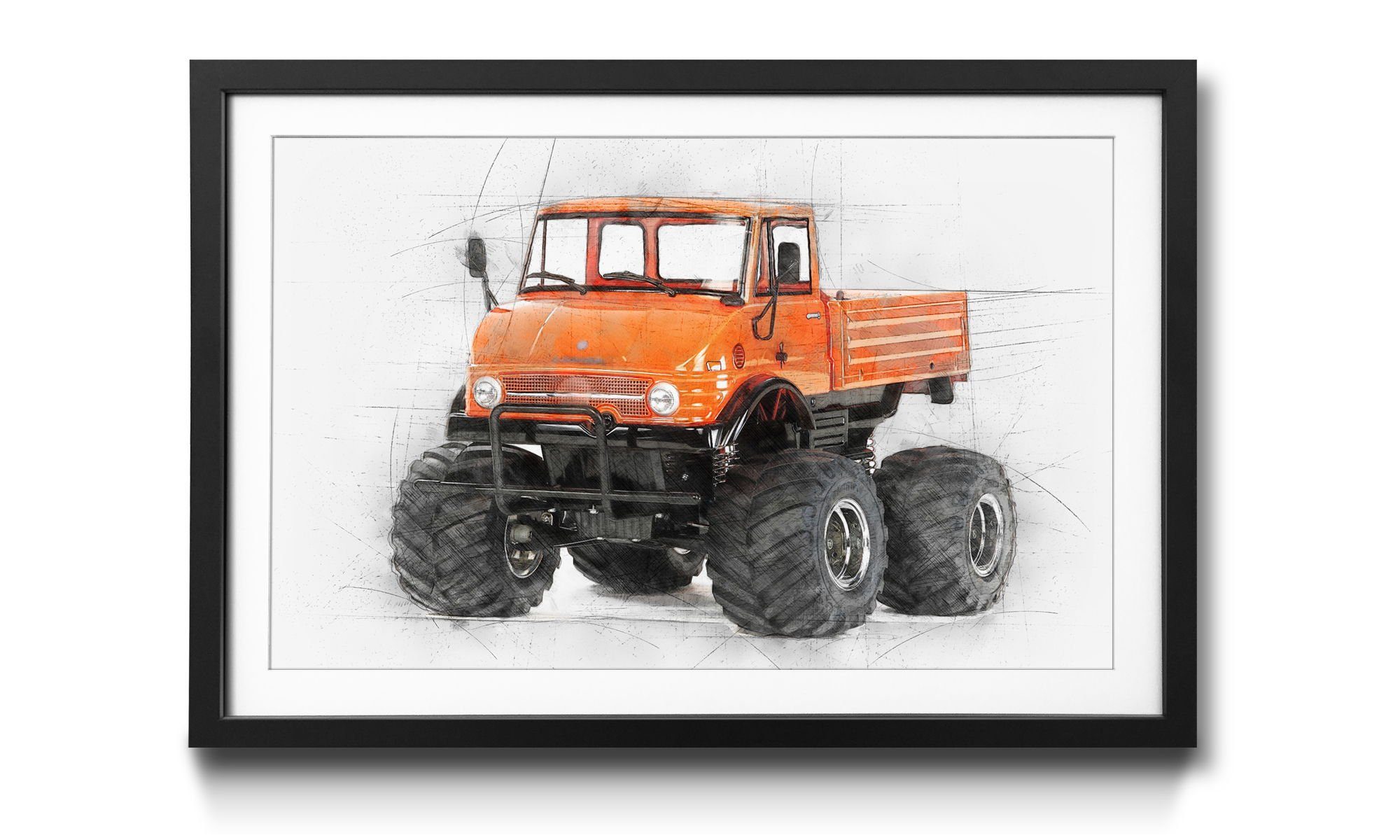 WandbilderXXL Bild mit Rahmen Orange Mog, Auto, Wandbild, in 4 Größen erhältlich