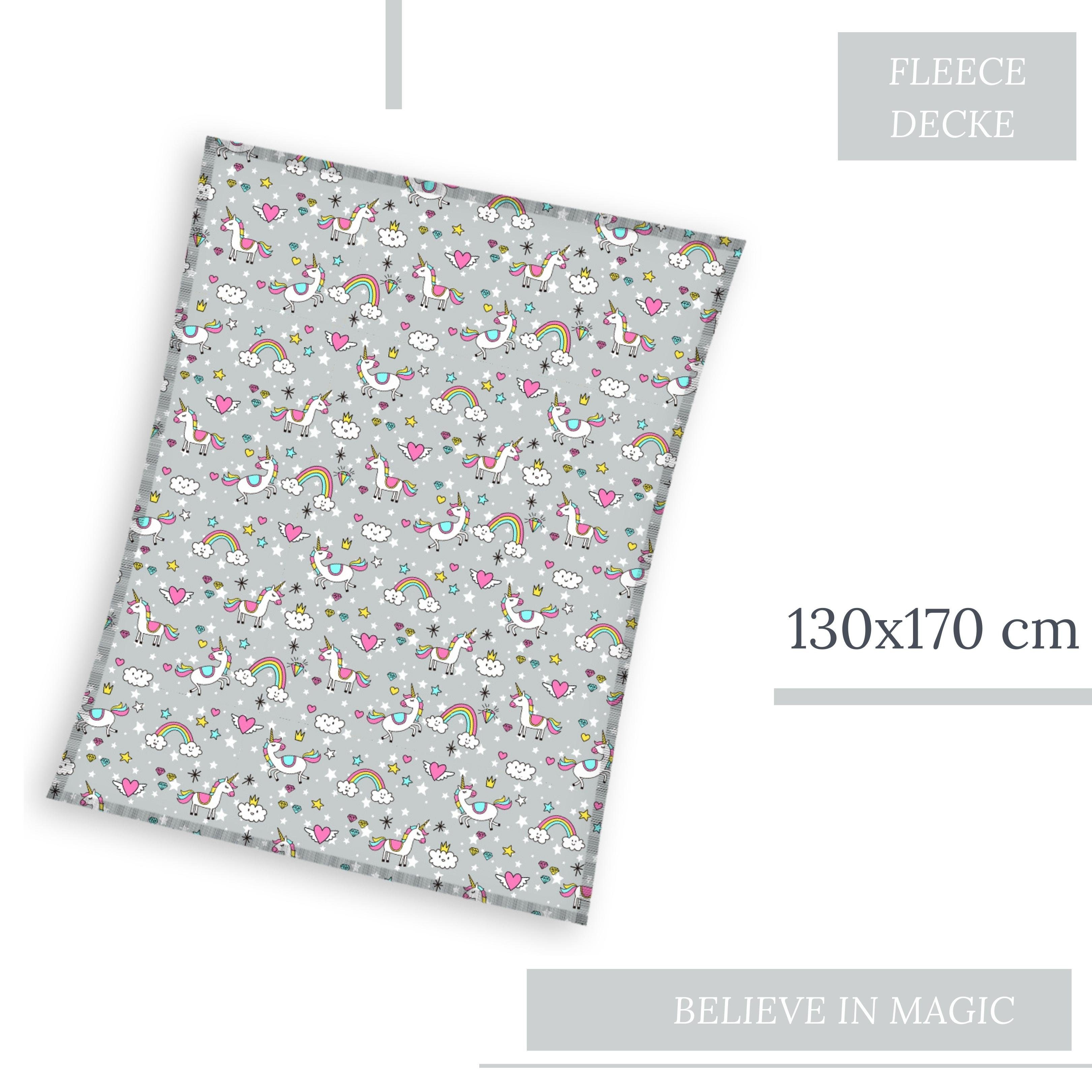 Kinderdecke Einhorn Regenbogen 130x170 cm, weich und kuschelig, Unicorn, MT günstig online kaufen