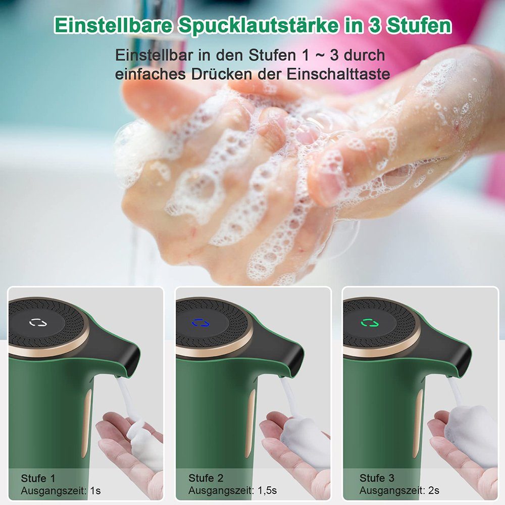 GelldG Seifenspender Seifenspender automatisch, Grün Wasserdicht ABS PP Schaumseifenspender
