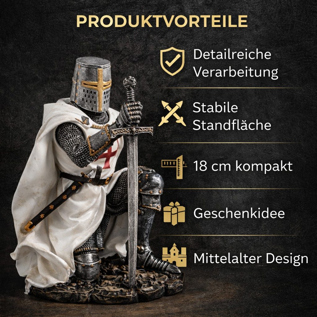 Vogler Dekofigur Tempelritter knieend 18 cm Figur Templer knieend Ritter Mittelalter